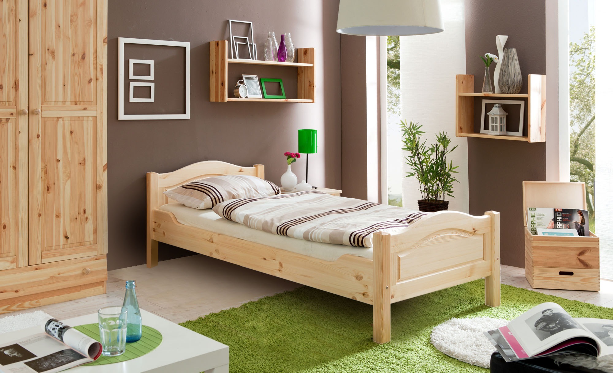 Ticaa Massivholzbett "Rita" Doppelbett, aus Kiefer Massivholz, inkl. Rollro günstig online kaufen