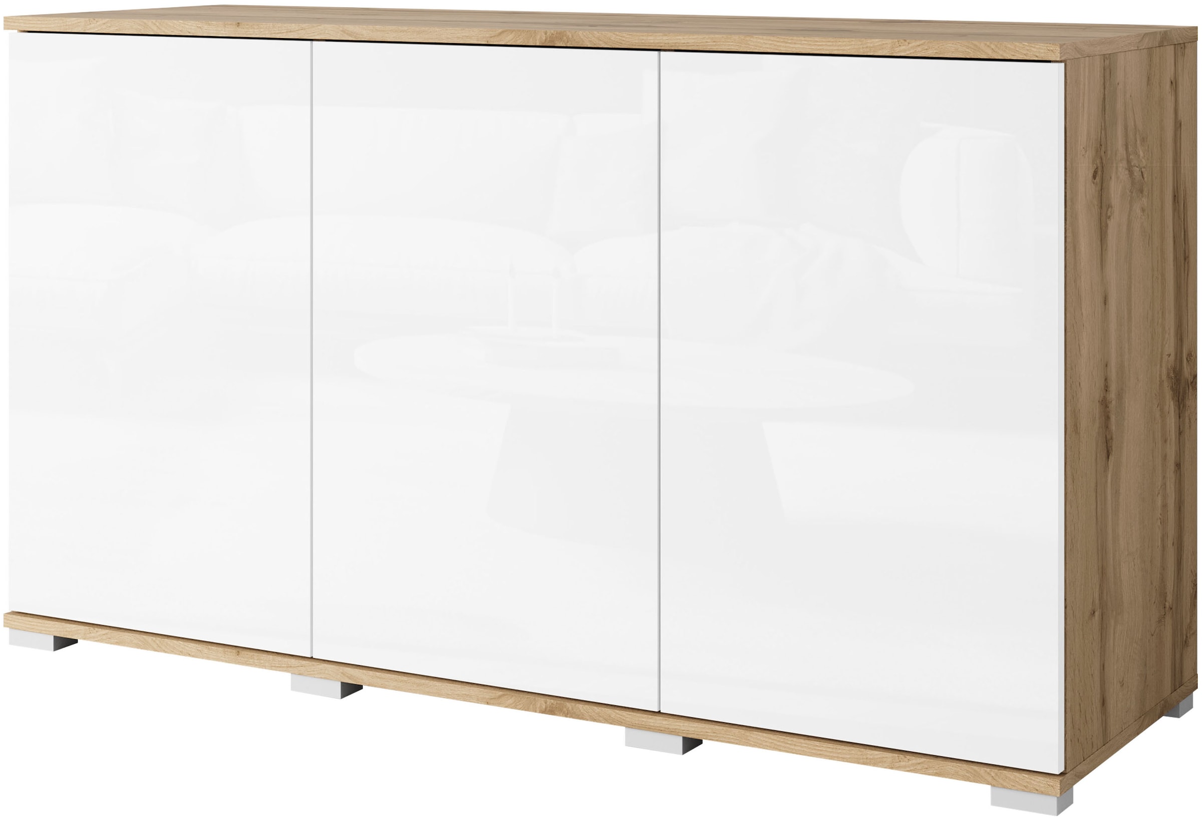 INOSIGN Sideboard »Kenia, moderne grifflose Kommode mit 3 Türen, Breite 120 cm«, (1 St.), Push-to-Open-Fronten, höhenverstellbaren Einlegeböden
