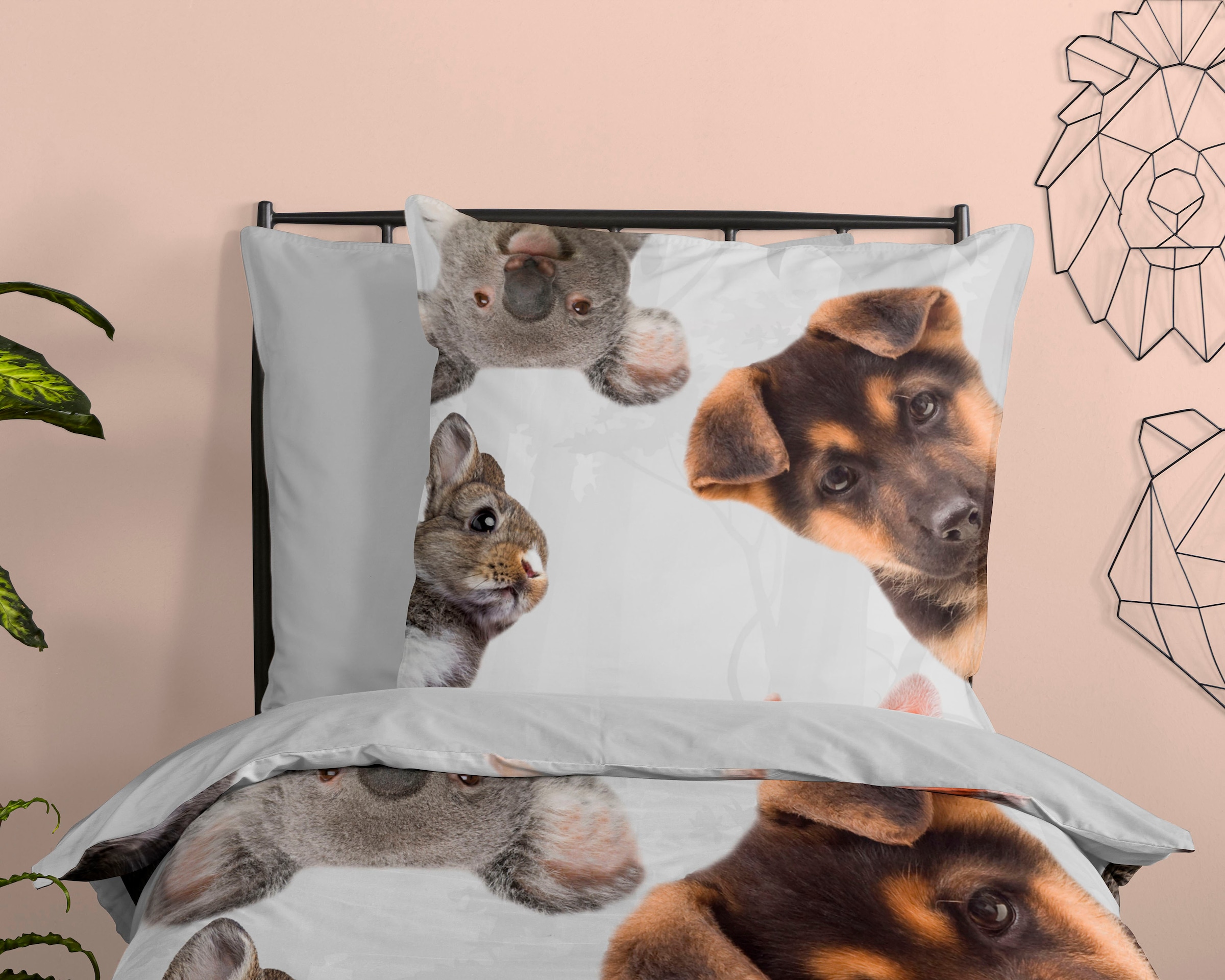 good morning Kinderbettwäsche »Semmie«, 100% Baumwolle, 135x200, Reißverschluss, Wendeoptik, Kind, Tier