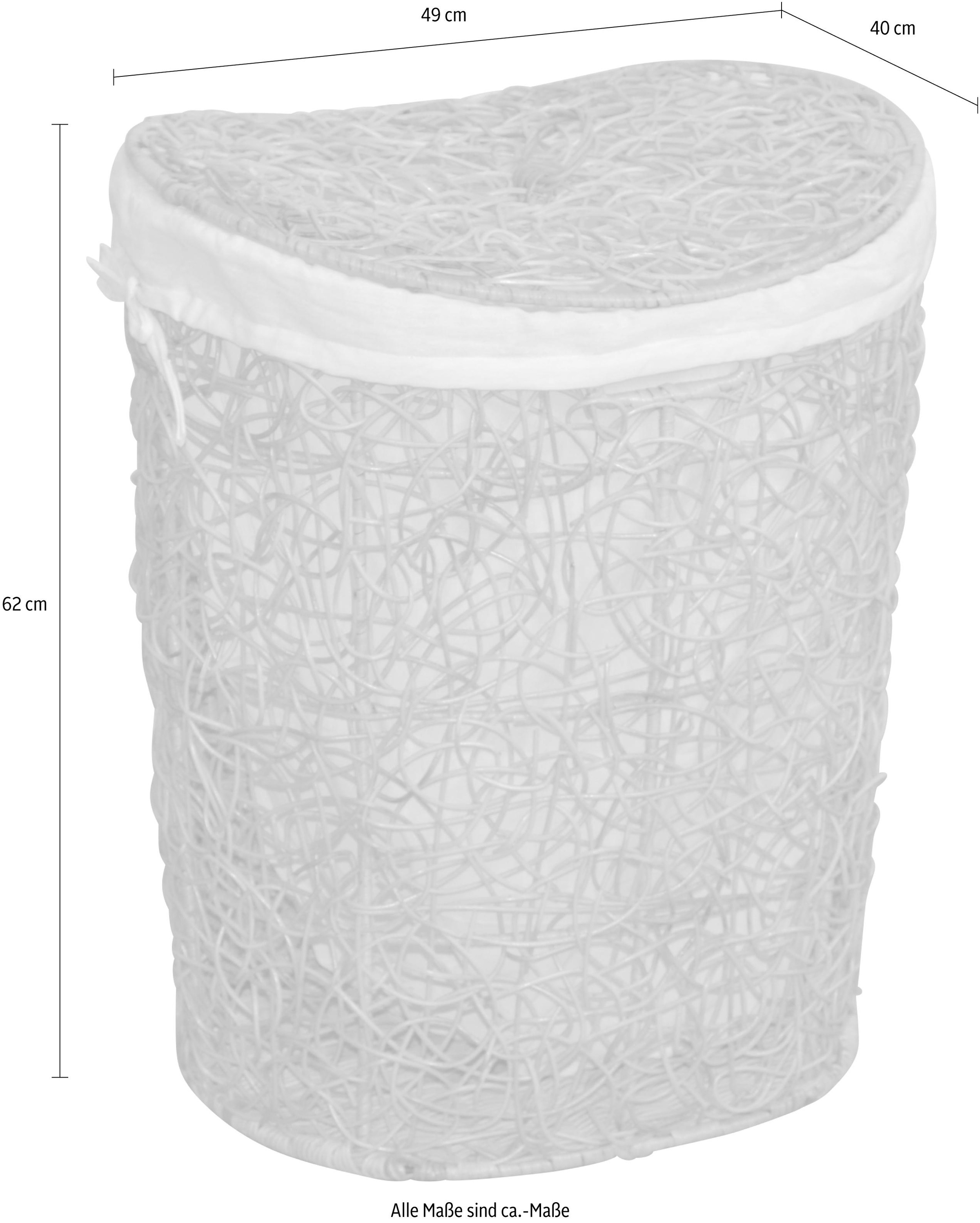 Home affaire Wäschekorb, Rattan-Geflecht, mit Stoffeinsatz und Deckel, Höhe 62 cm