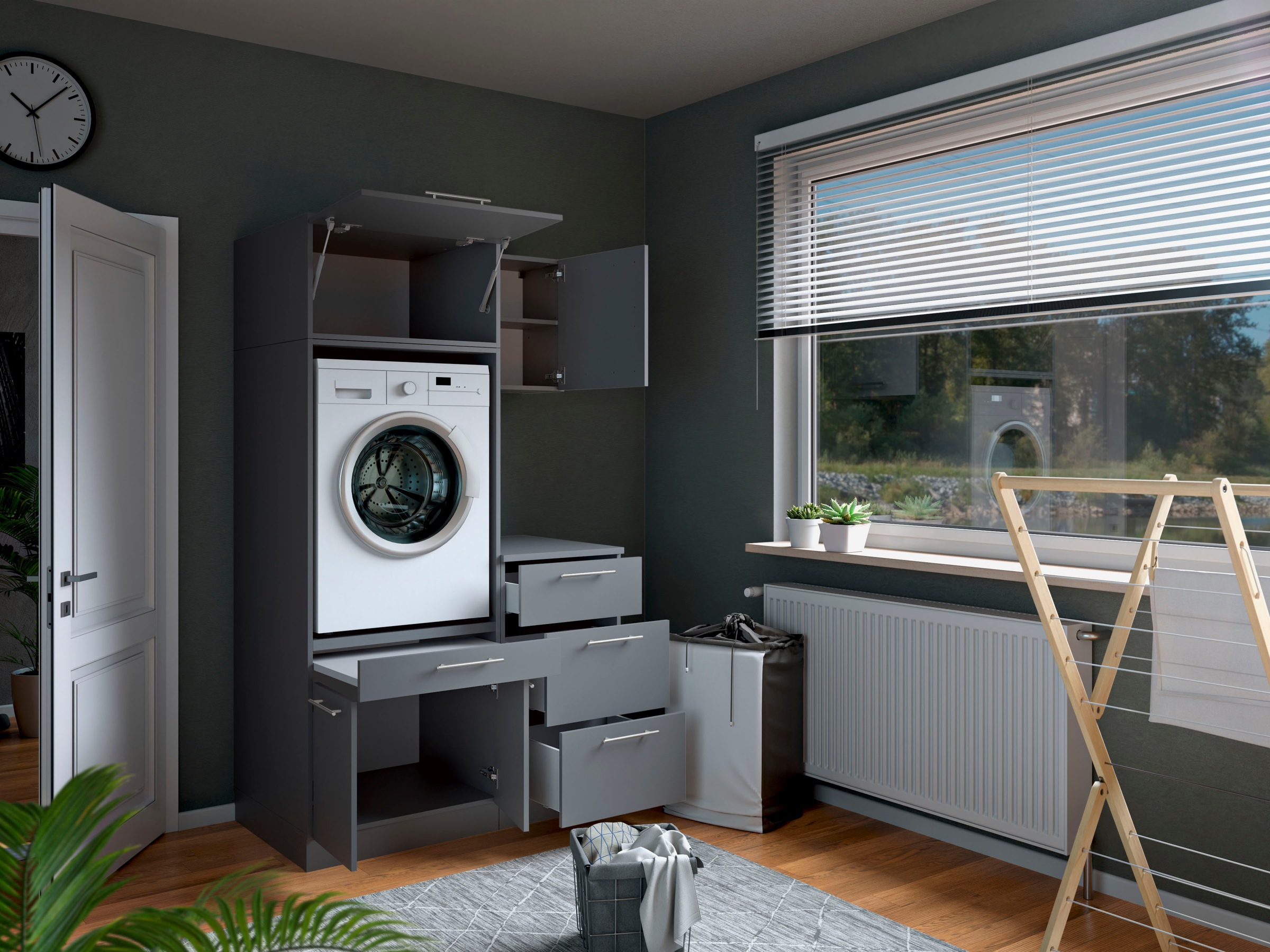 Laundreezy Mehrzweckschrank-Set »Laundreezy, 4-tlg. Mehrzweckschrank-Set B/H/T 118/200/68 cm«, (4 St.), Breite 118 cm, Soft-Close-Funktion für Türen