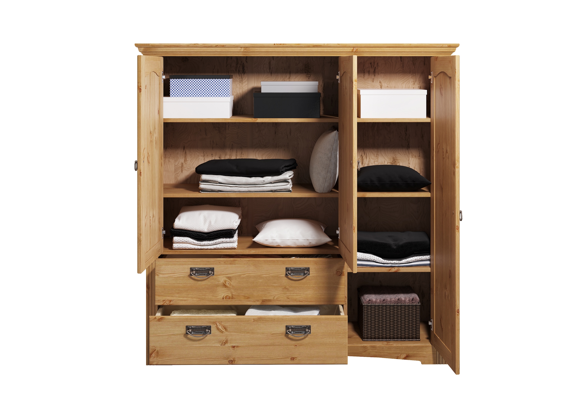 Home affaire Wäscheschrank »Konrad«, (2 Breiten: 94/133 cm H/T ca. 132/39 cm), aus massiver Kiefer, mit viel Stauraum