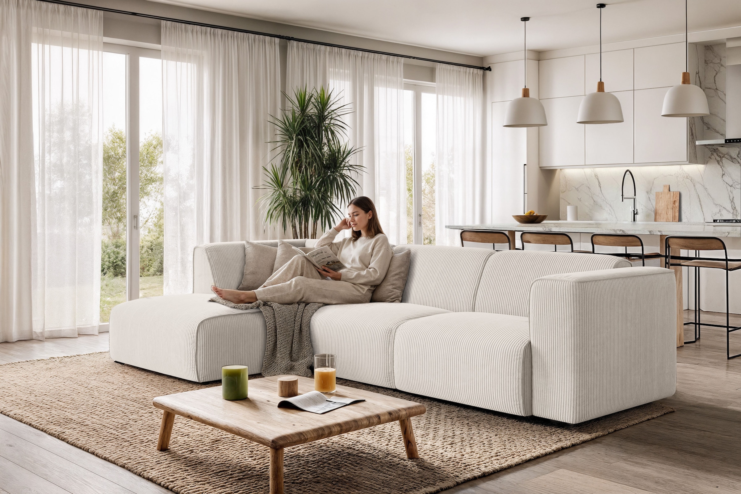 OTTO home Ecksofa »Merid L-Form, B: 295 cm - OTTO. Verlässliche Qualität.« jederzeit durch Module erweiterbar