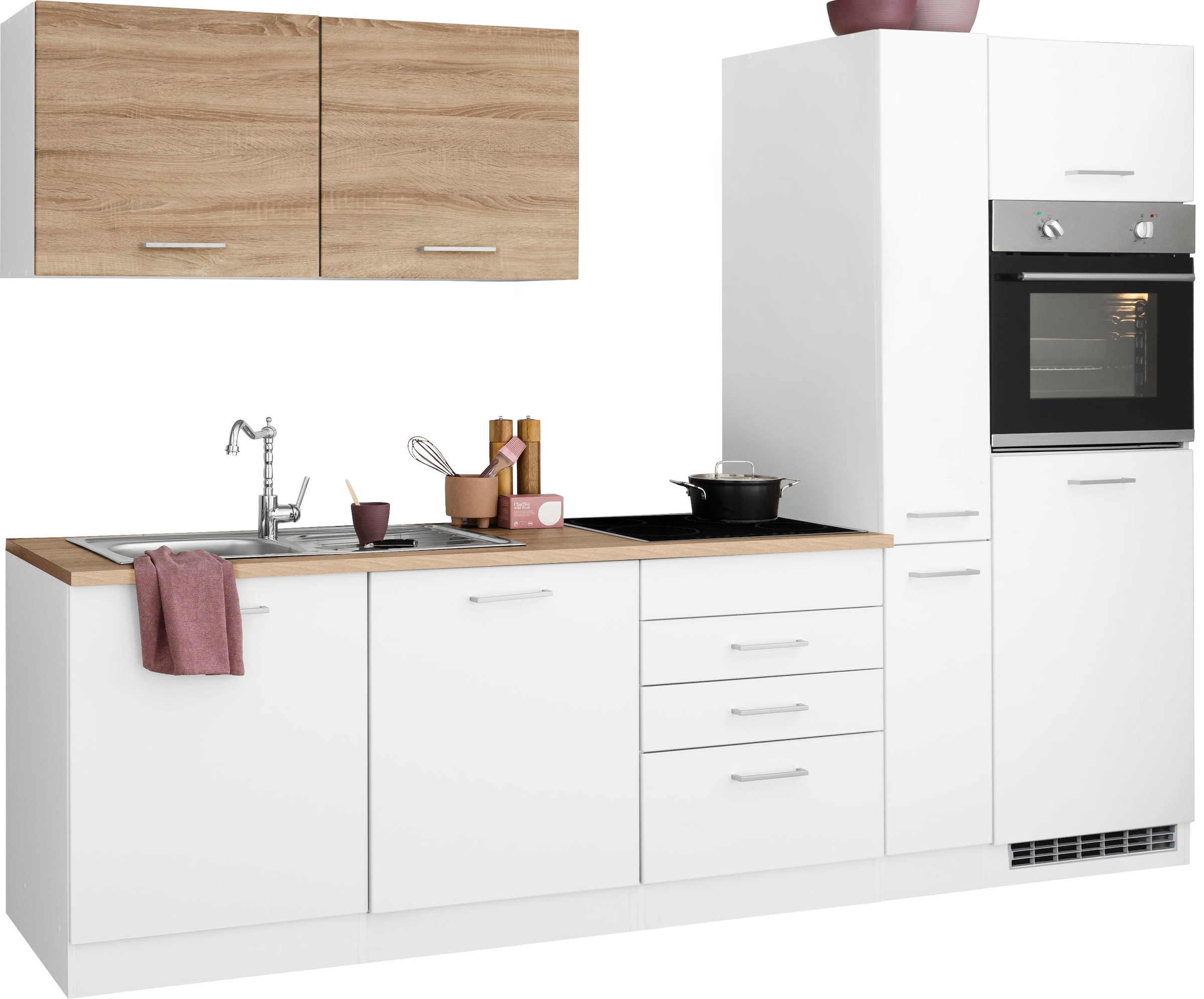 KOCHSTATION Küchenzeile »KS-Visby«, ohne E-Geräte, Breite 270 cm für Kühlschrank