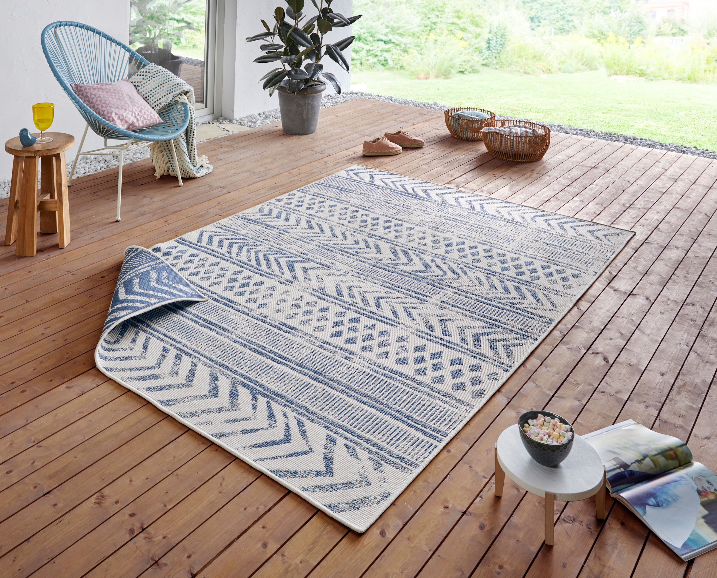 NORTHRUGS Teppich »BIRI Wendeteppich«, rechteckig, In- und Outdoor geeignet,  im Boho Stil, Flachgewebe auf Rechnung bestellen