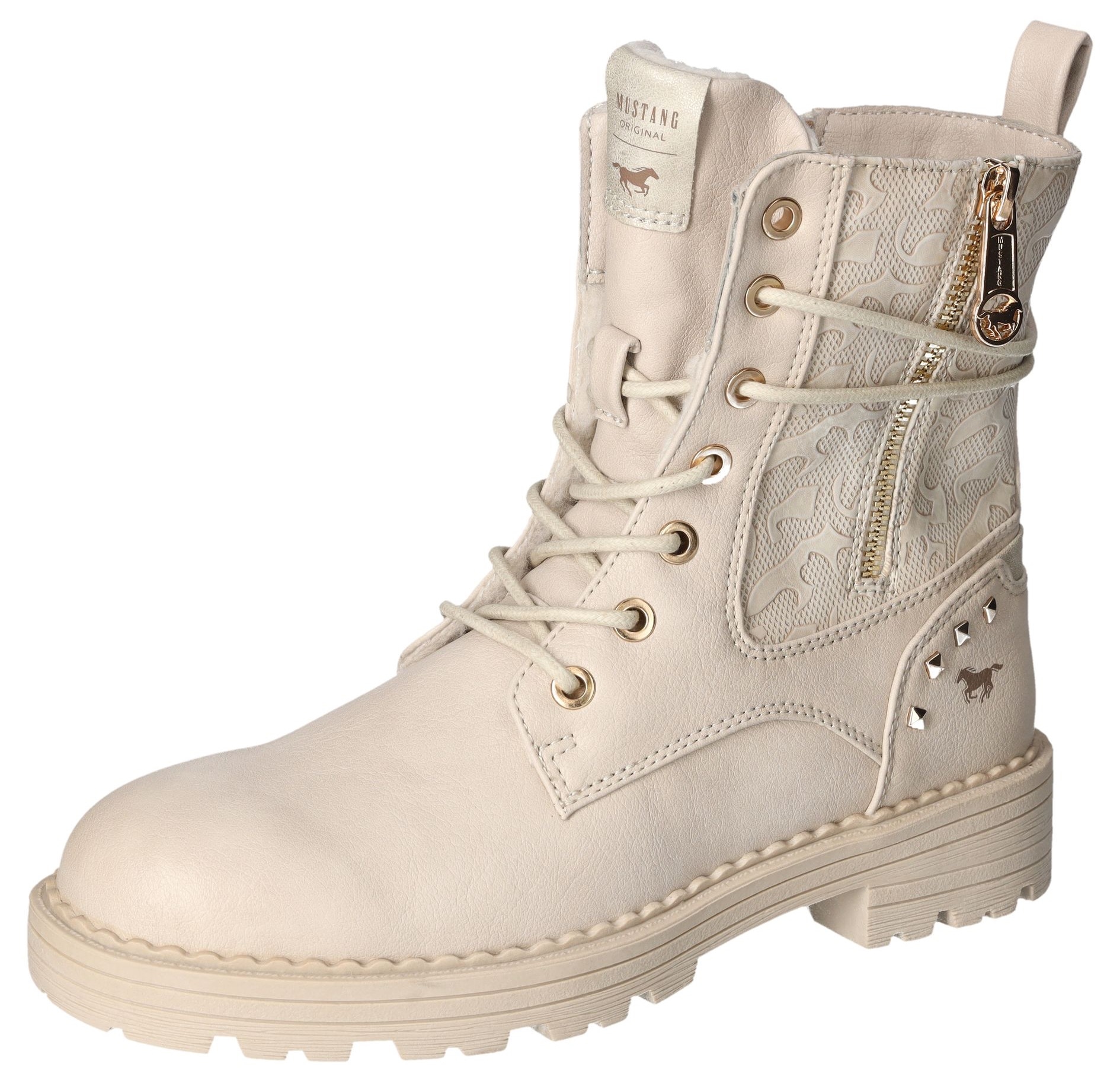 Mustang Shoes Winterboots, Blockabsatz, Winterstiefelette, Schnürboots, Logoschriftzüge