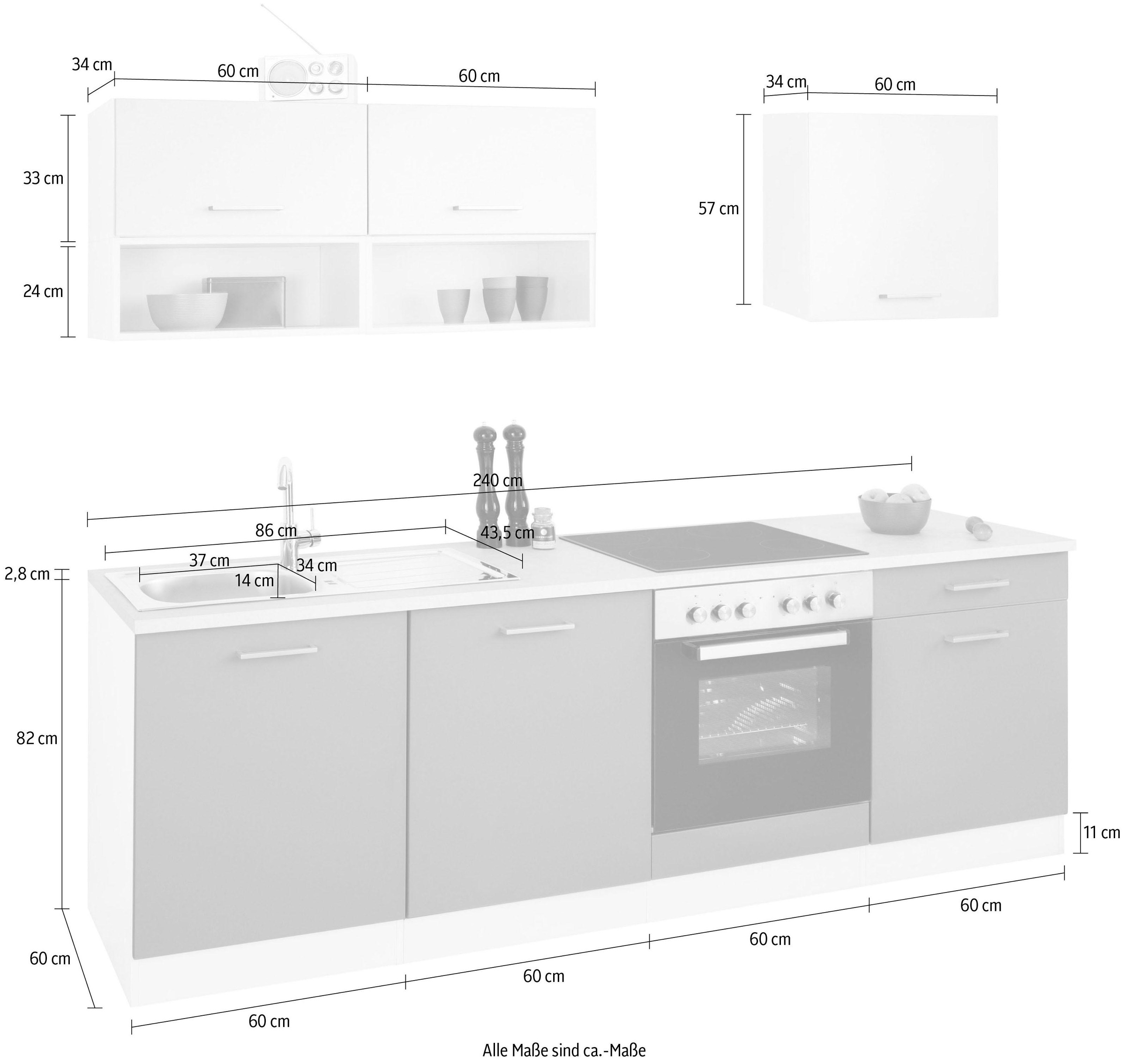 HELD MÖBEL Küchenzeile 240 Raten auf E-Geräte, für bestellen Breite »Visby«, cm ohne Geschirrspülmaschine