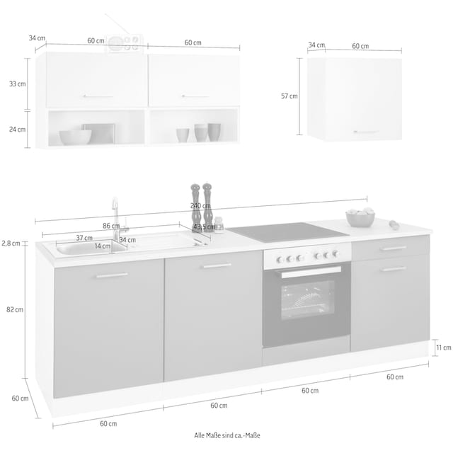 Raten »Visby«, bestellen HELD auf für Küchenzeile ohne cm Breite E-Geräte, MÖBEL Geschirrspülmaschine 240