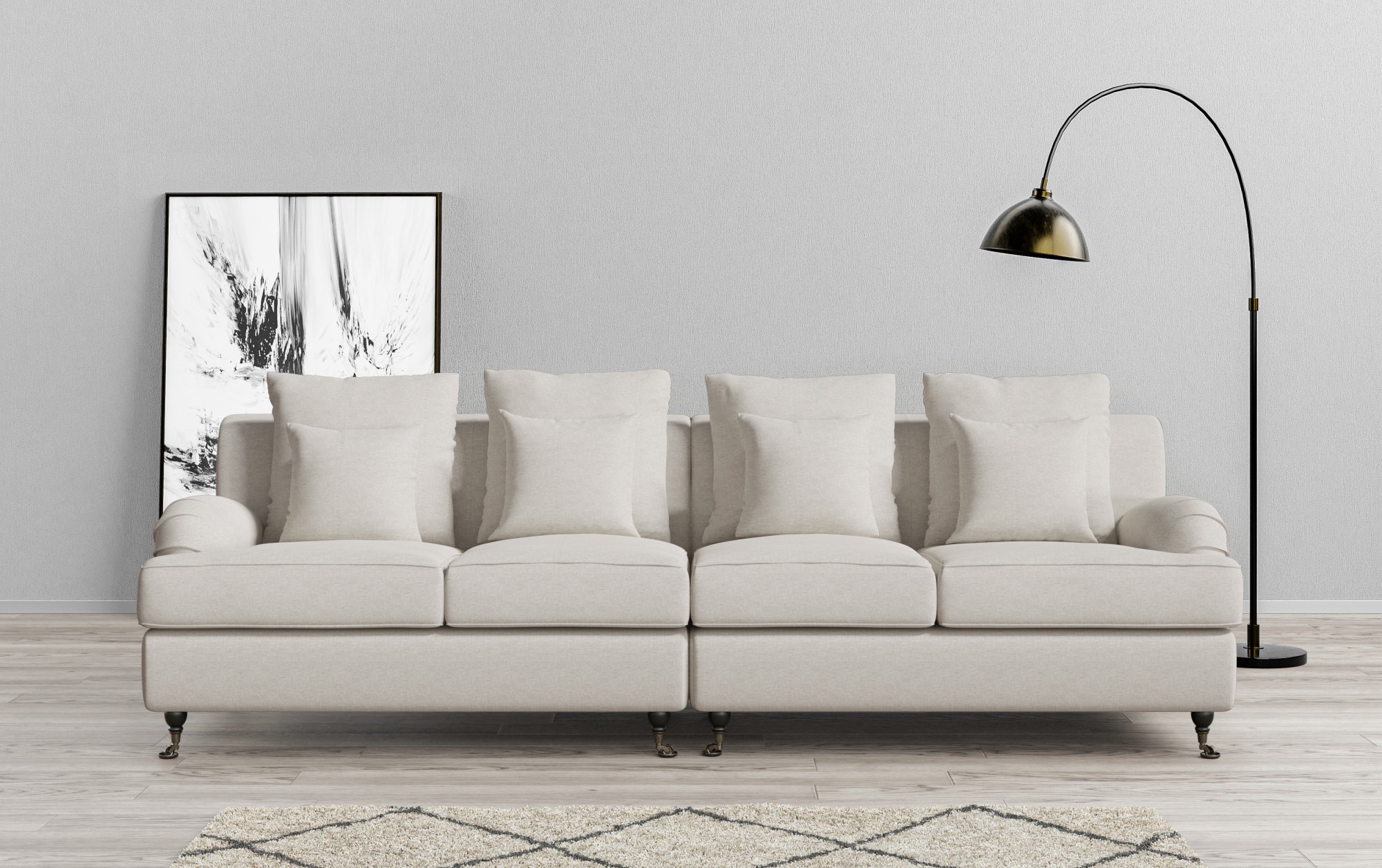Home affaire Big-Sofa »NORIN« zwei Fußarten: vorne - Rollen, hinten - Holzf günstig online kaufen