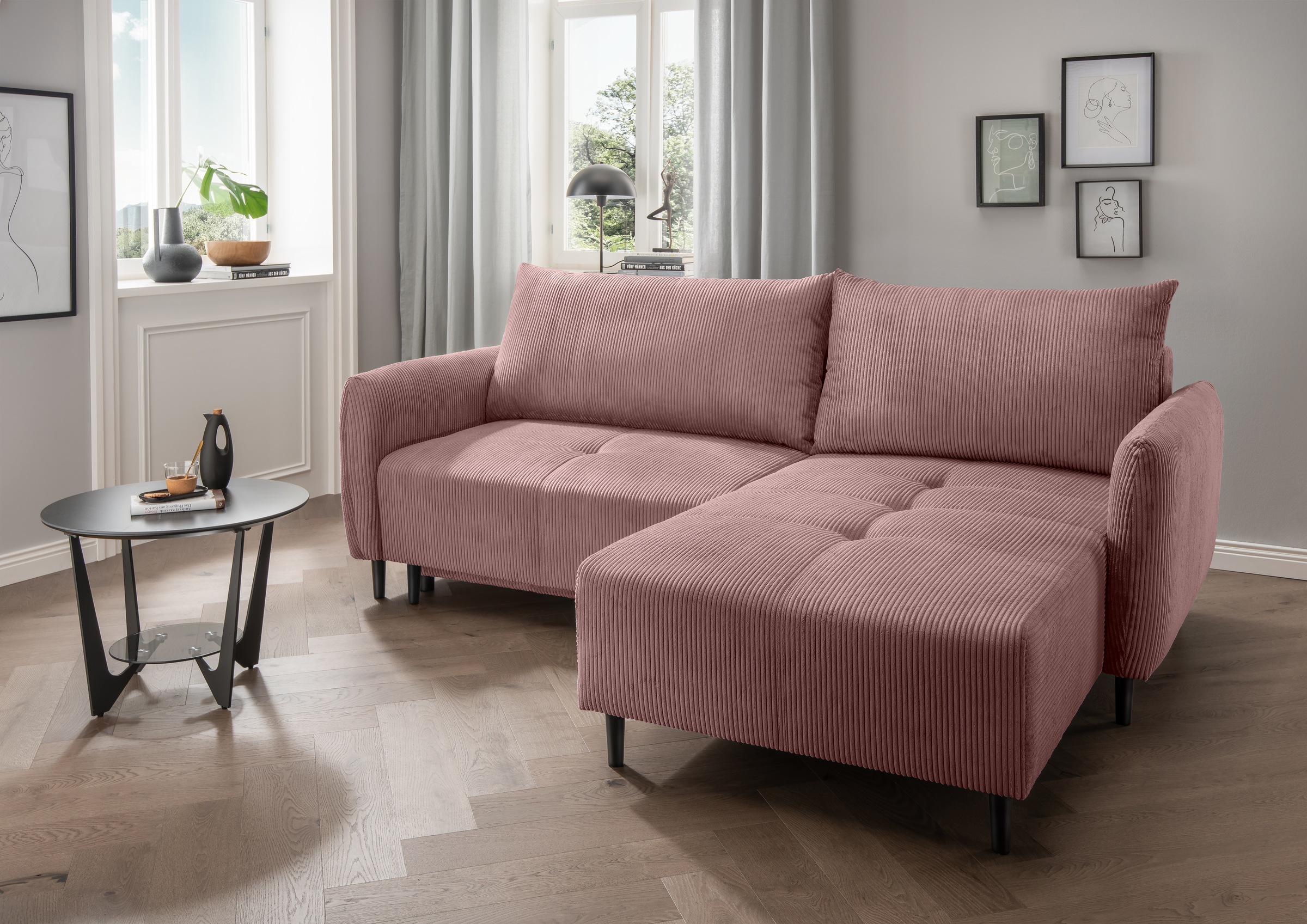INOSIGN Ecksofa »Mara, L-Form, aktueller Cord Bezug und tolle Farben, schma günstig online kaufen