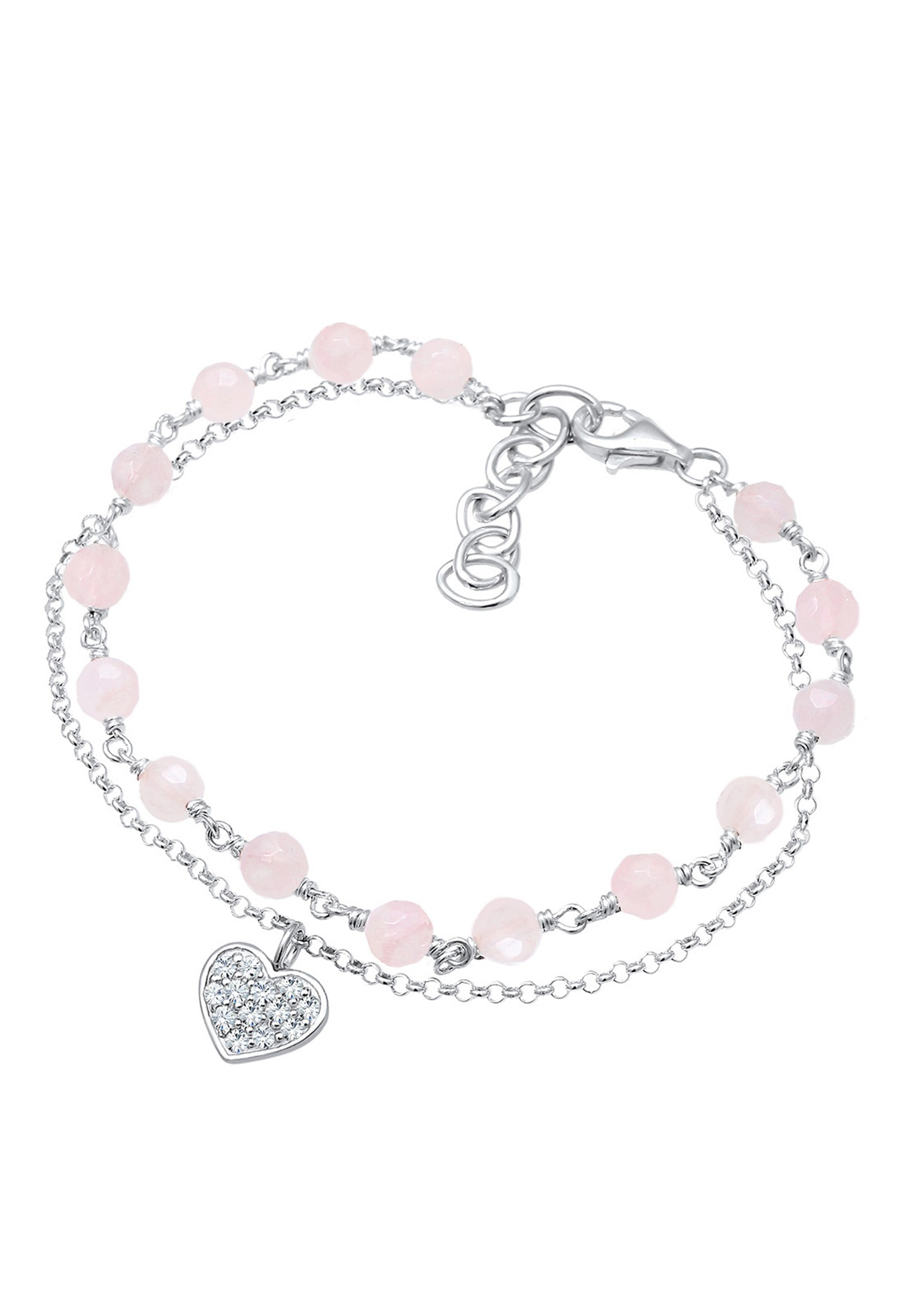 Elli Armband »Herz Quarz Perlen Rosé 925 Sterling Silber«