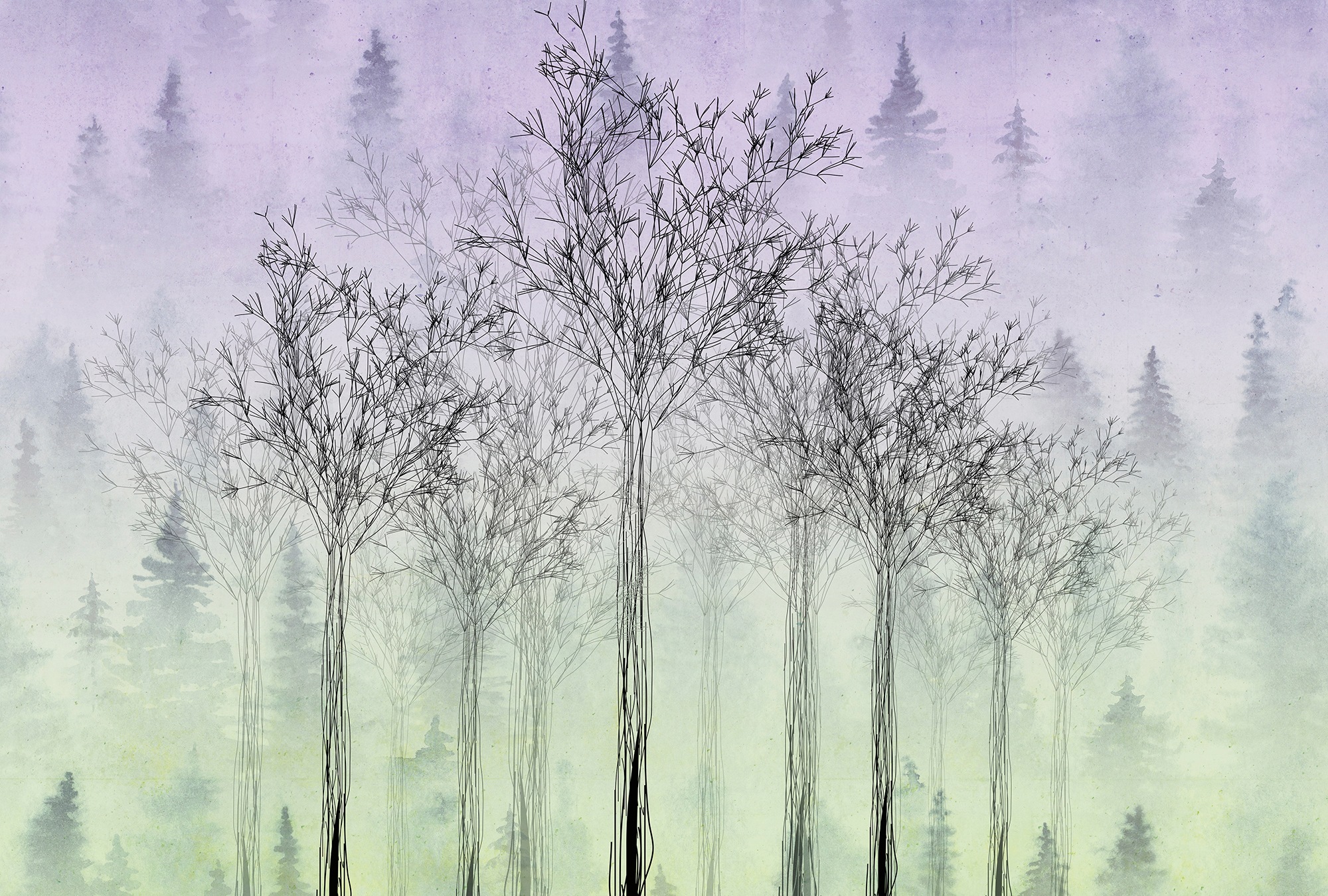 Architects Paper Fototapete »Atelier 47 Trees Artwork 2« Wald glatt Vlies, günstig online kaufen