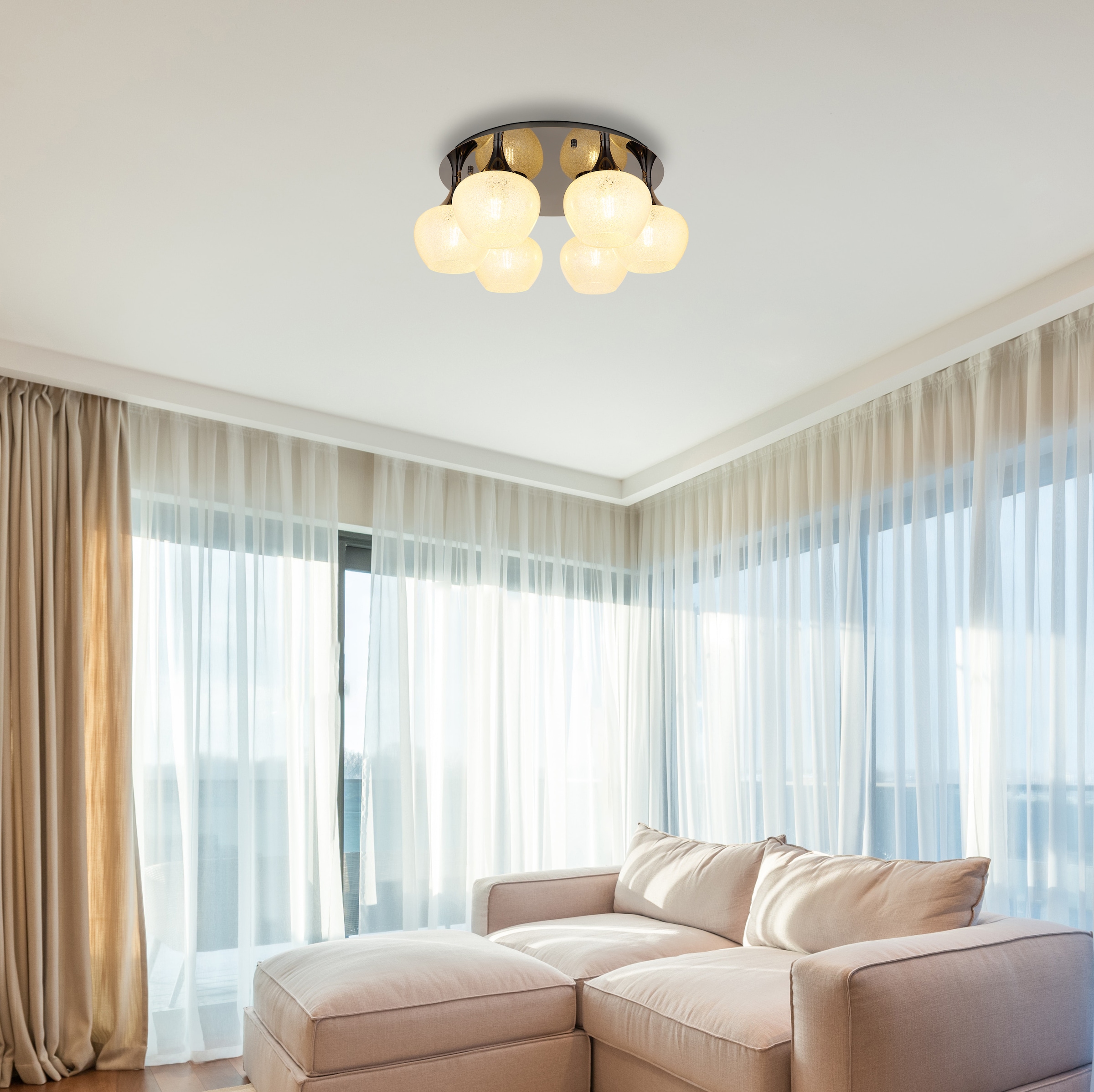 GLOBO LIGHTING Deckenleuchte »MAXY«, Leuchtmittel E27 | ohne Leuchtmittel, Deckenlampe/Glas klar/Acrylkristalle/Wohnzimmer/Esszimmer/elegant