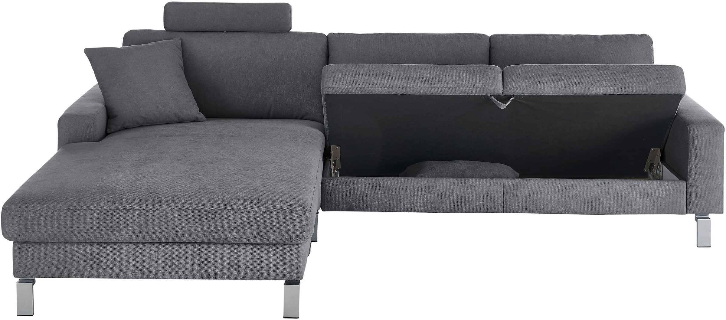 3C Candy Ecksofa »Lecce, wahlweise PUR-Schaumstoff oder Tonnentaschenfederkern«, Bett im 2,5-Sitzer, teilmotorische Schlaffunktion im Longchair, L-Form