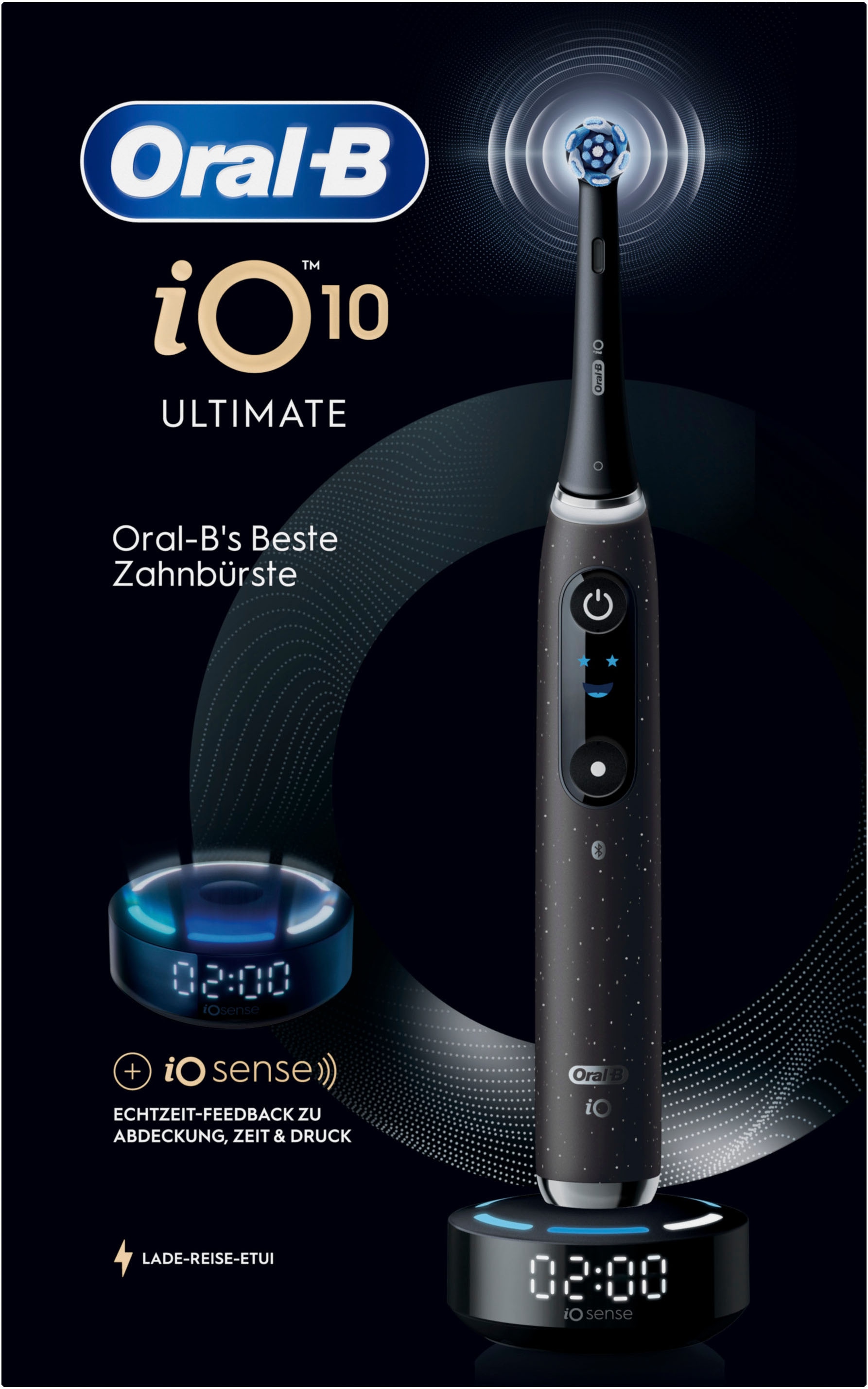 Oral-B Elektrische Zahnbürste »Oral-B iO Series 10« 1 Stk. Aufsteckbürsten iO Sense Zahnputz-Coach | Schnellladestation | Langanhaltender Akku