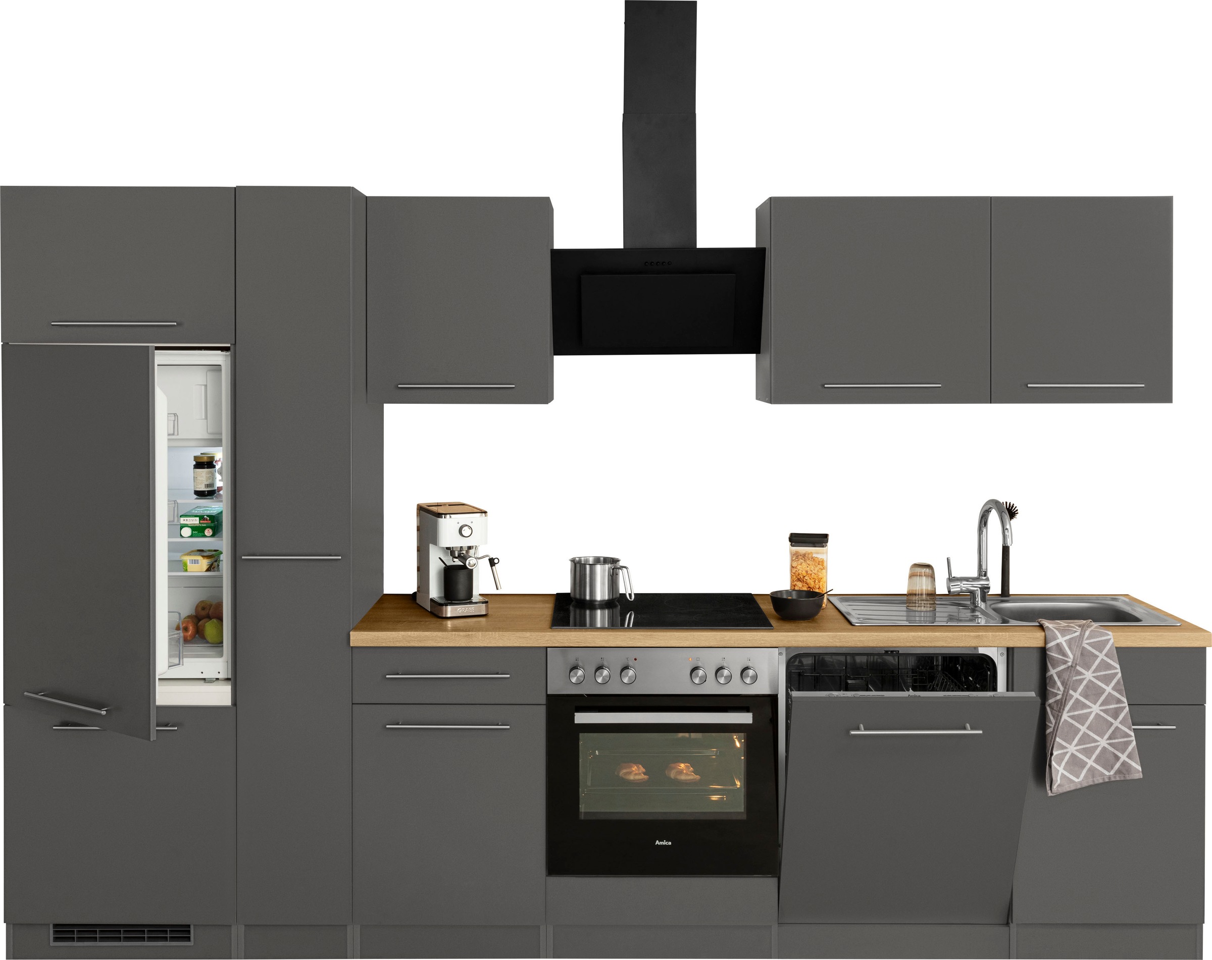 wiho Küchen Küchenzeile »Unna«, mit E-Geräten, Breite 310 cm