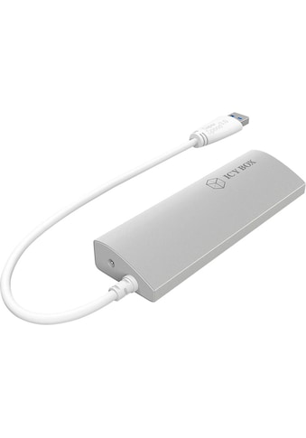 Computer-Adapter »ICY Box 4-Port USB 3.0 Hub, Aluminium Gehäuse, silber«