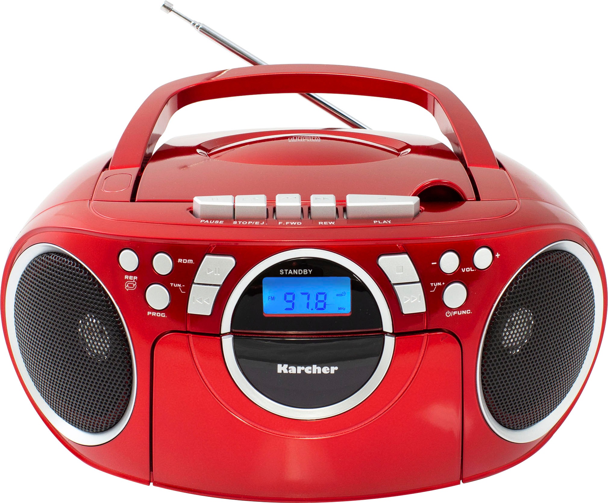 Karcher Boombox »RR 5042-R«, (UKW mit RDS-FM-Tuner 3 W), CD-Player, Kassettenplayer, AUX-Anschluss, tragbares Radio