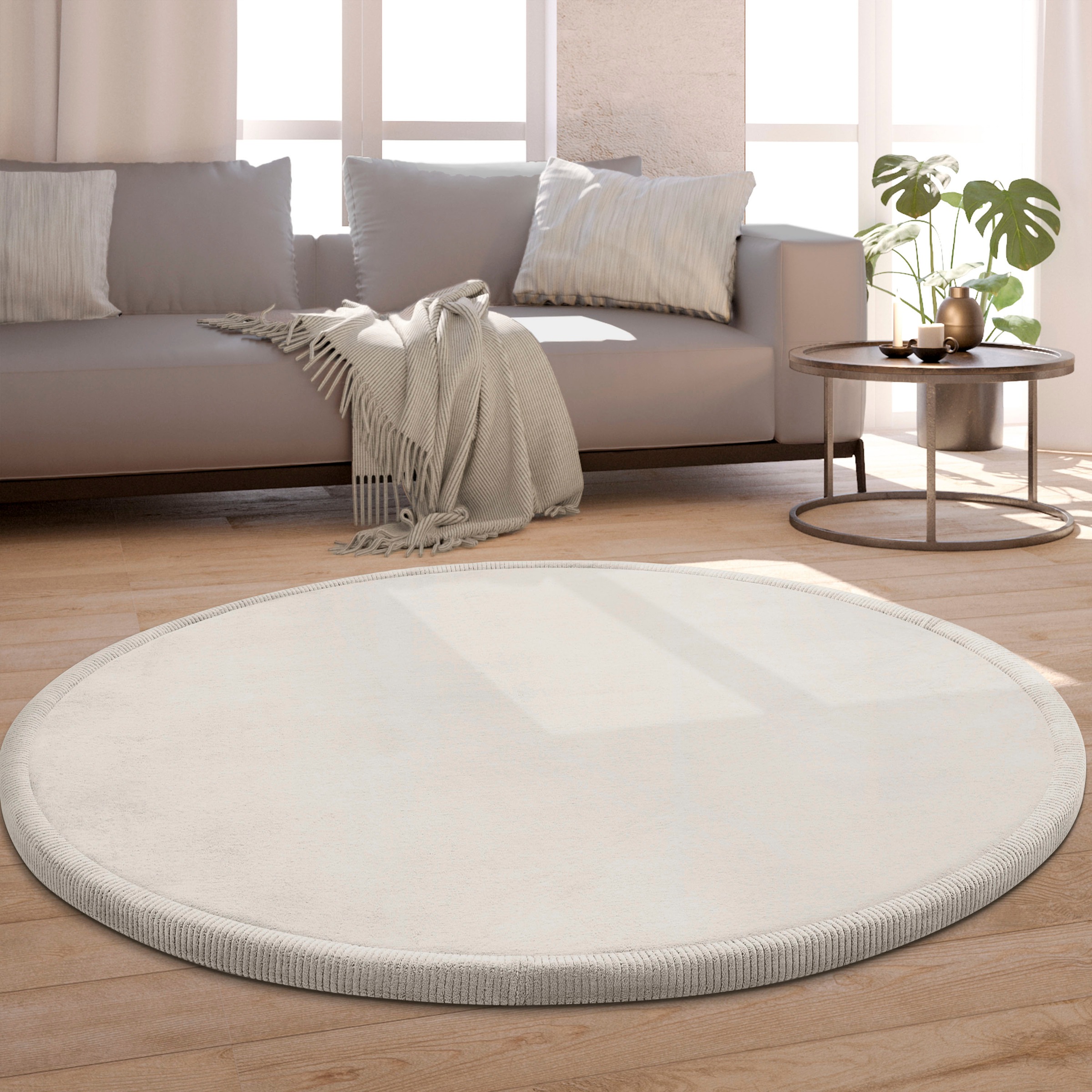 Paco Home Teppich »Tatami 475«, rund, 24 mm Höhe, Kurzflor, Uni Farben, mit Memory Foam, waschbar