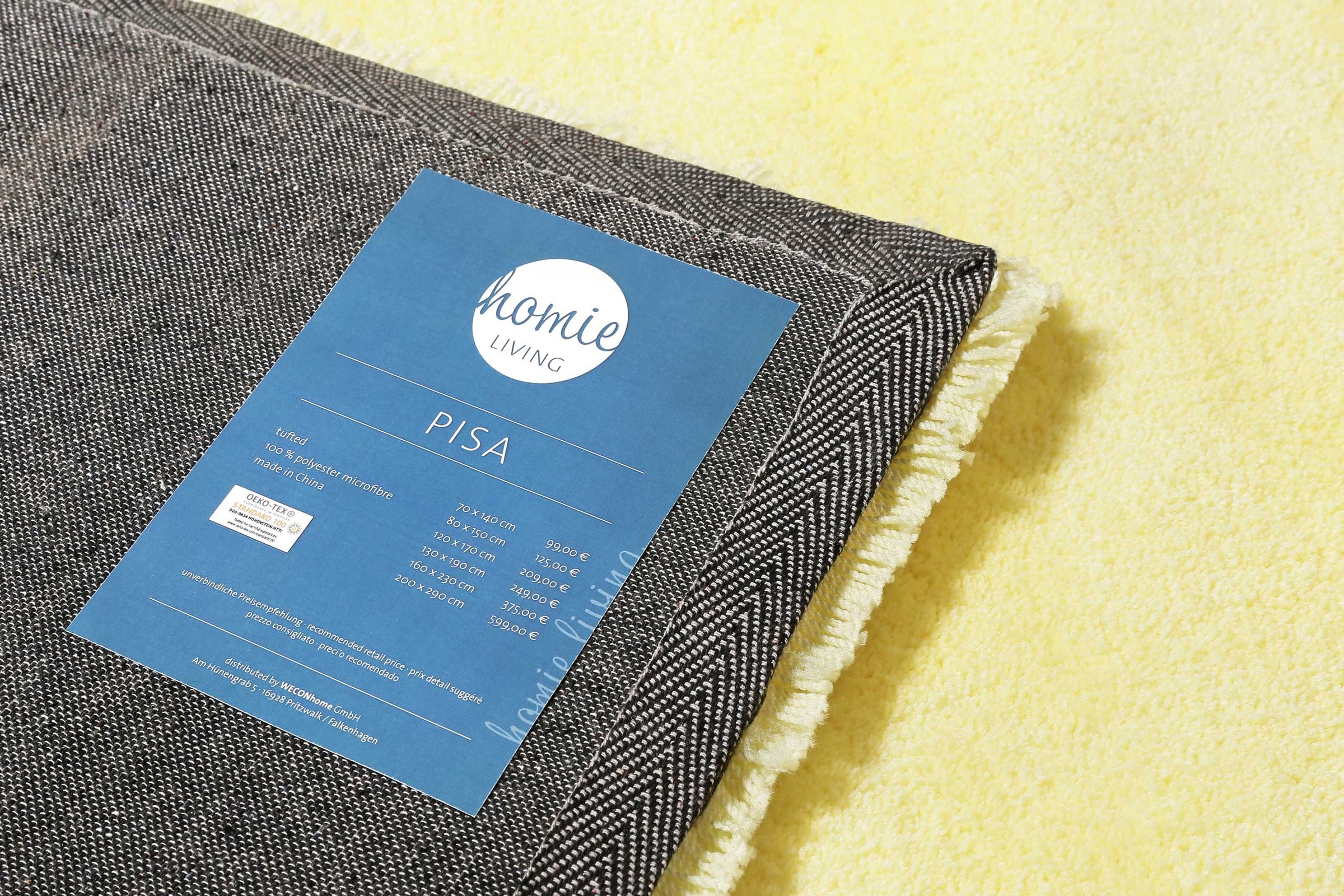 Homie Living Teppich »Pisa«, rund, 25 mm Höhe, Hochflor, Microfaser, uni, weich, Shaggy, Wohnzimmer, Schlafzimmer