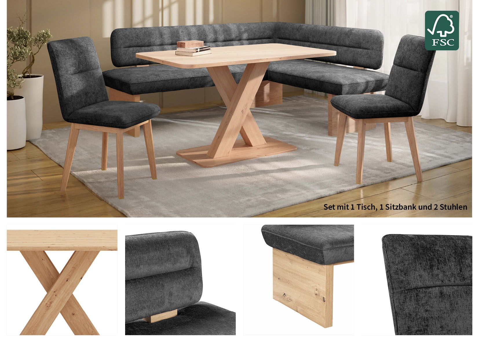 Home affaire Eckbankgruppe »Louise + Miles Essecke Sitzgruppe Eckbank Küche günstig online kaufen