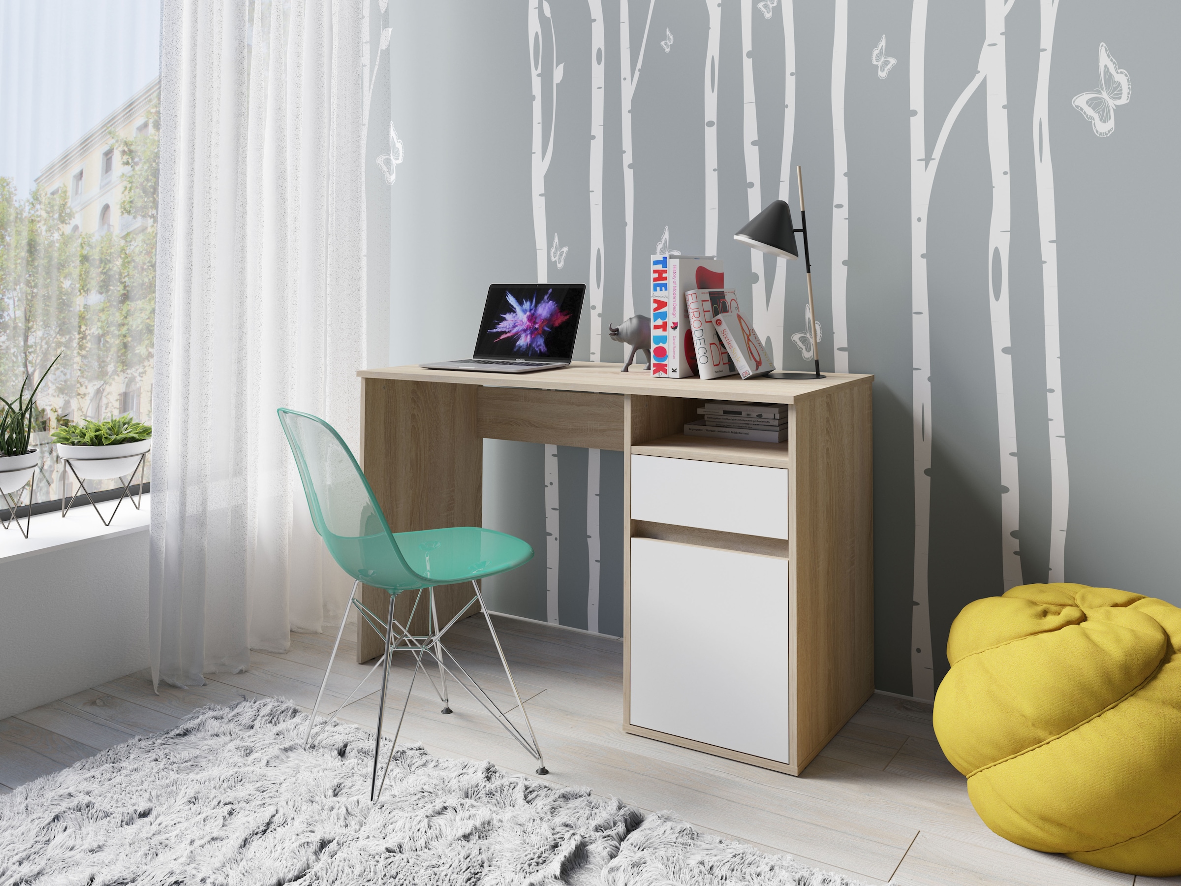 Home affaire Schreibtisch "Tinsley" mit Schublade, und Tür, Breite 120 x53 günstig online kaufen