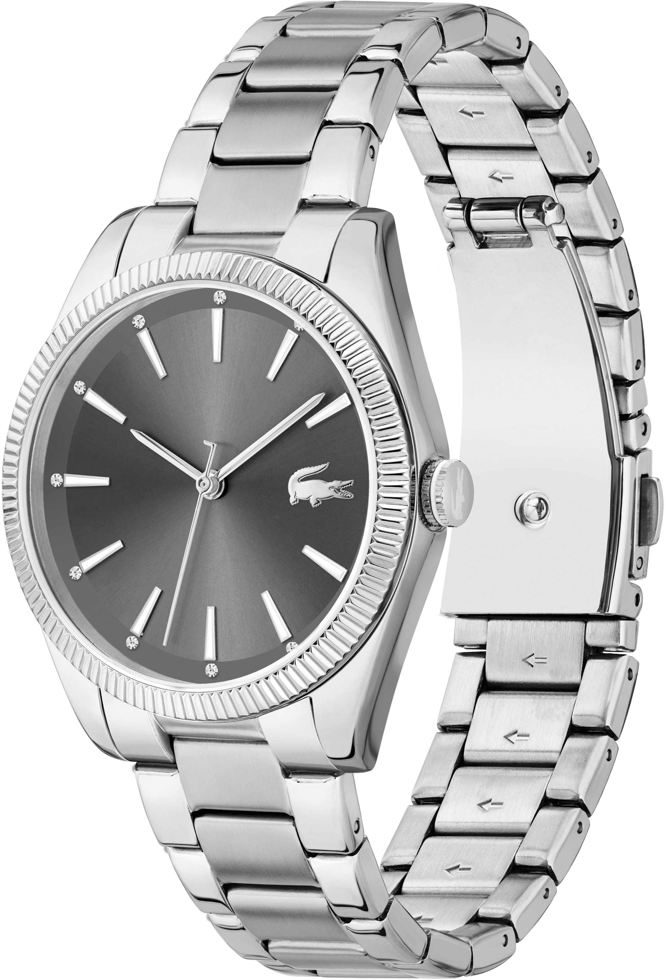 Lacoste Quarzuhr »CAPUCINE«, Armbanduhr, Damenuhr, analog, Glaskristalle, Edelstahlarmband