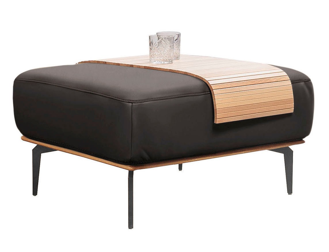 W.SCHILLIG Polsterhocker »run«, mit Holzsockel, Füße in Schwarz pulverbeschichtet, Breite 75 cm
