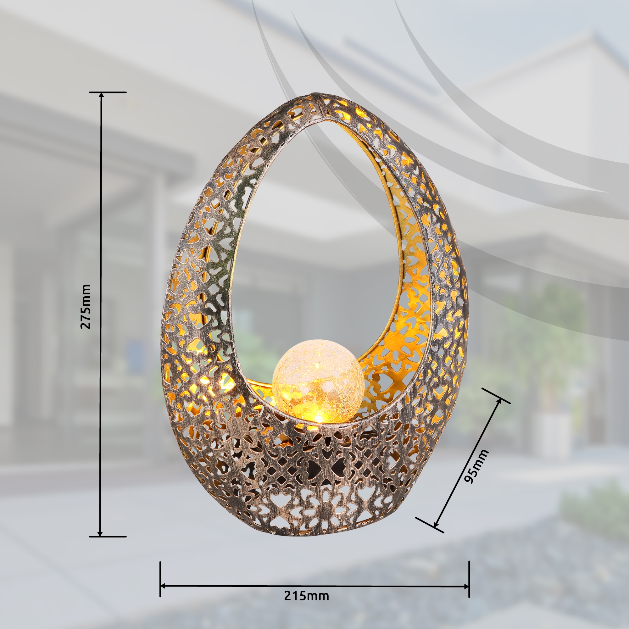 GLOBO LIGHTING LED Solarleuchte »SOLARLEUCHTE METALL BRONZEFARBEN, 1XLED« LED-Modul 1 Stk. Warmweiß Solar Garten Terrasse Außenbeleuchtung Dekoleuchten