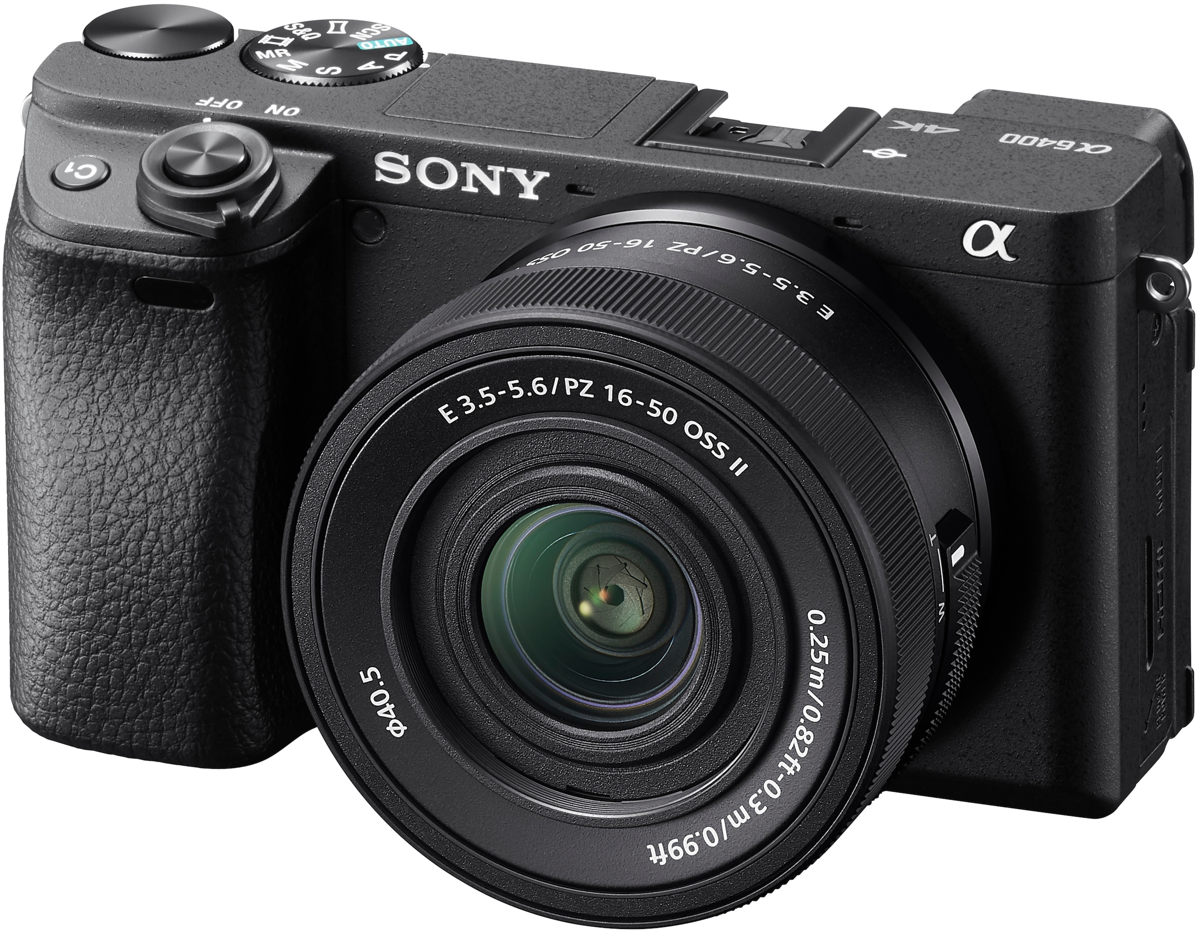 Sony Systemkamera »Set: SEL35F18 Objektiv + Alpha 6400AKB APS-C« SEL-P16502 , SEL-35F18 , 24,2 , Bluetooth | NFC | WLAN , inkl. 24 MP, 4K Video, 180° Klapp-Display, 0.02 Sek. Echtzeit-Autofokus