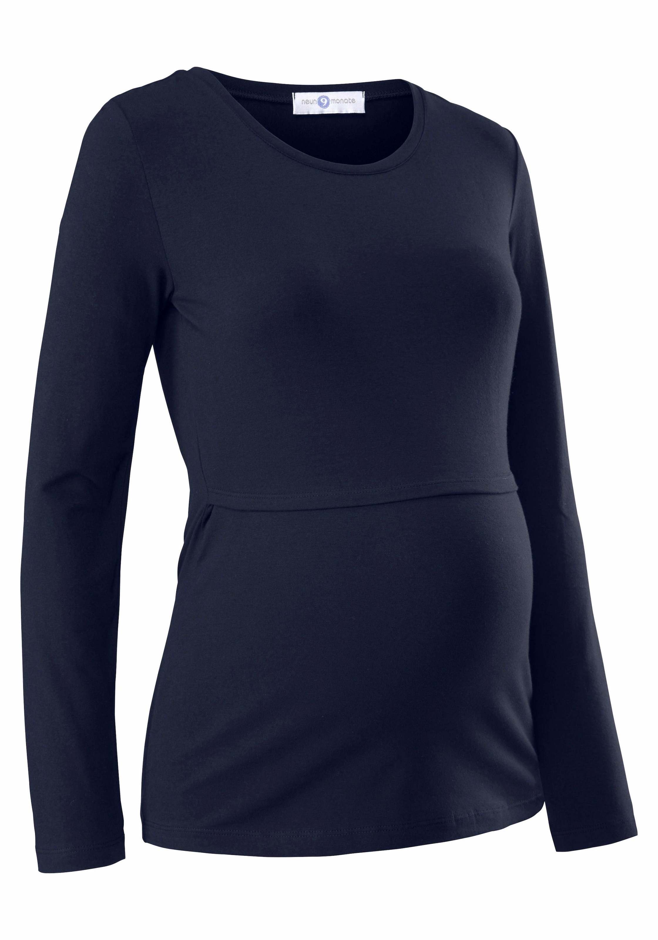 Neun Monate Umstandsshirt », 2er Pack Shirts für Schwangerschaft und Stillzeit« Packung, 2 Stk. tlg. Langarm,  figurbetont,  unifarben oder geringelt