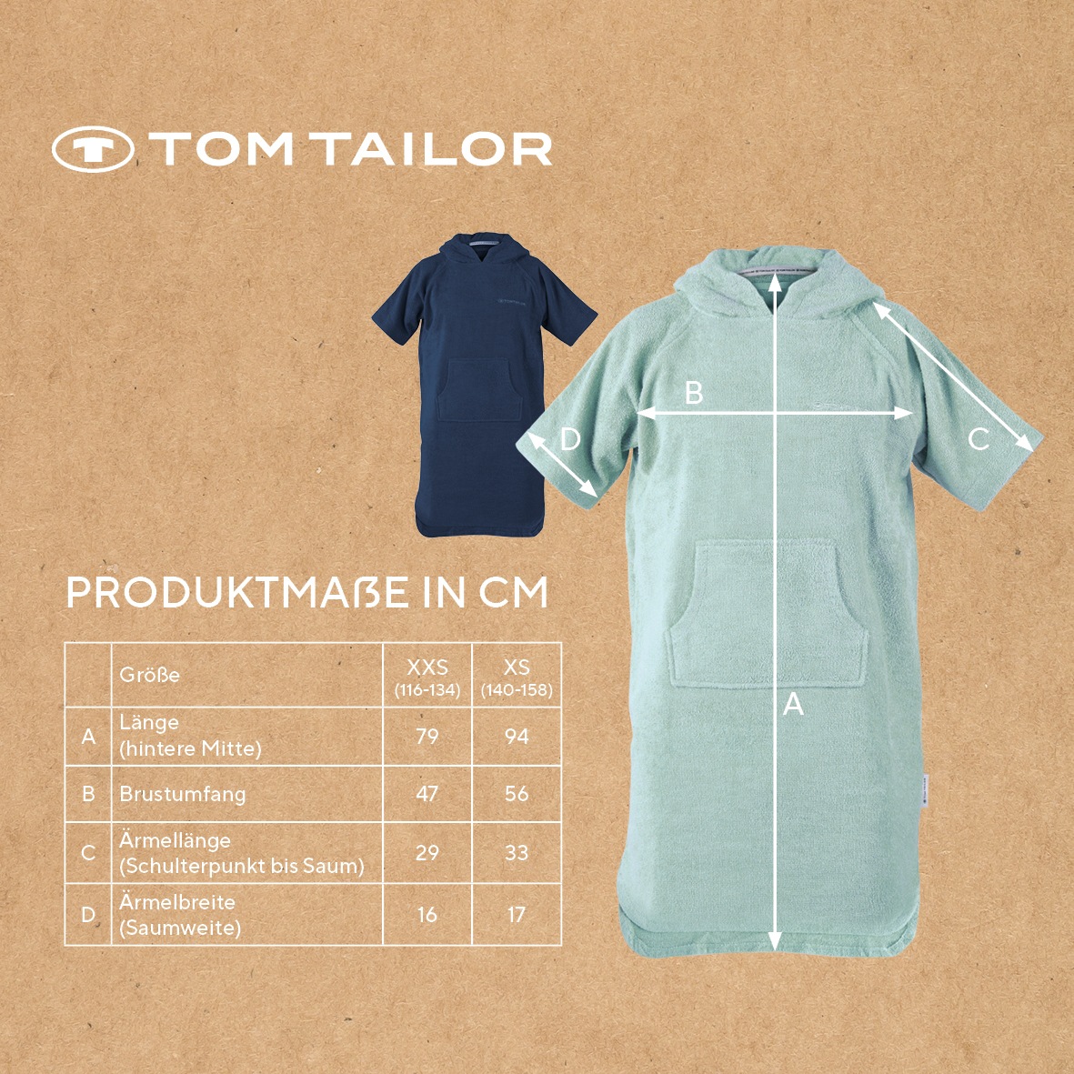 TOM TAILOR HOME Badeponcho »Surfponcho COLOR BATH«, (1 St.), mit Kordel, mit Bauchtasche, saugstark, reine Baumwolle