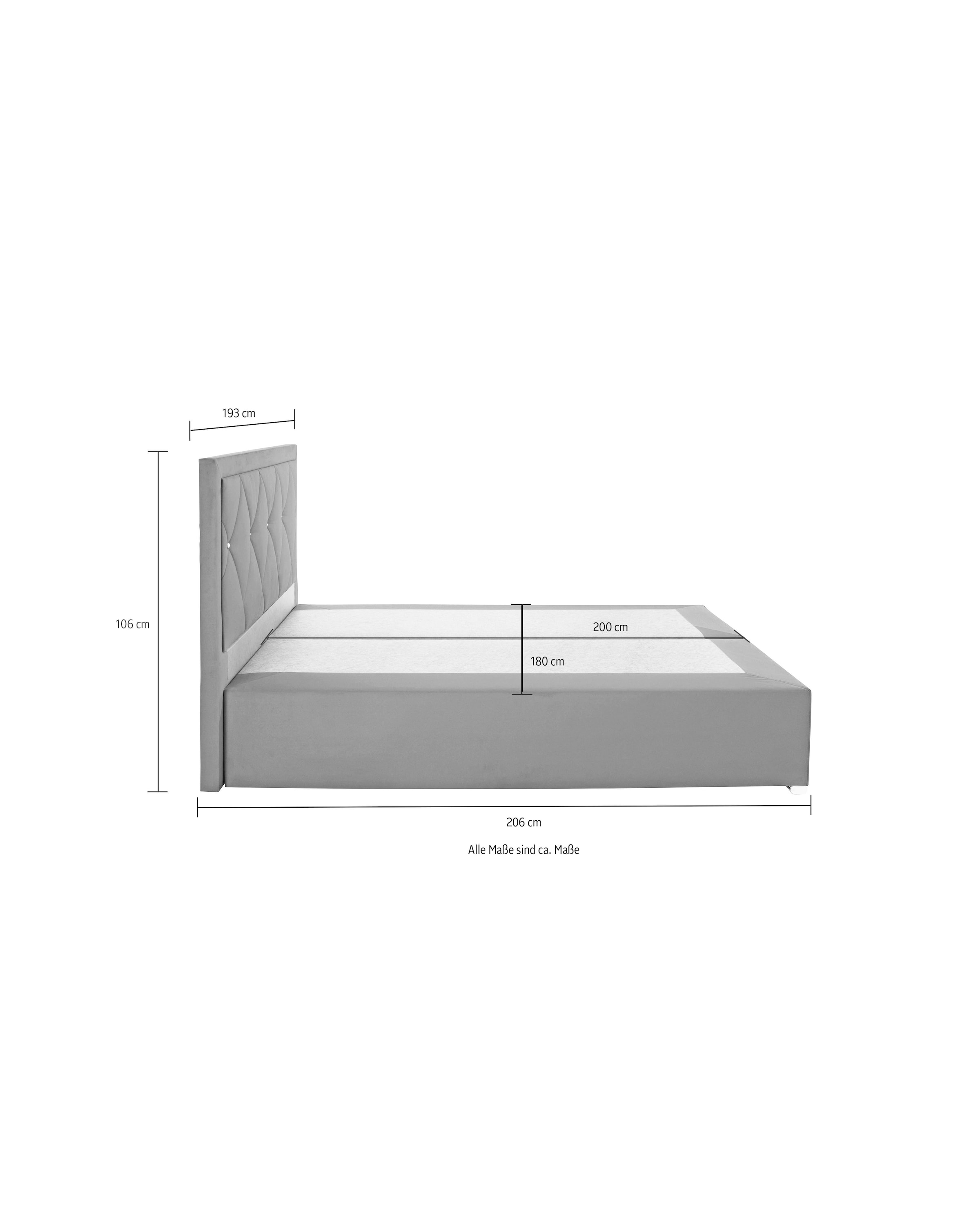 8. Bild von Leonique Boxbett »Alfie, Bestseller, wahlweise mit Bettkasten«, mit Straßsteinen im Kopfteil, H2, H3 und H4 wählbar