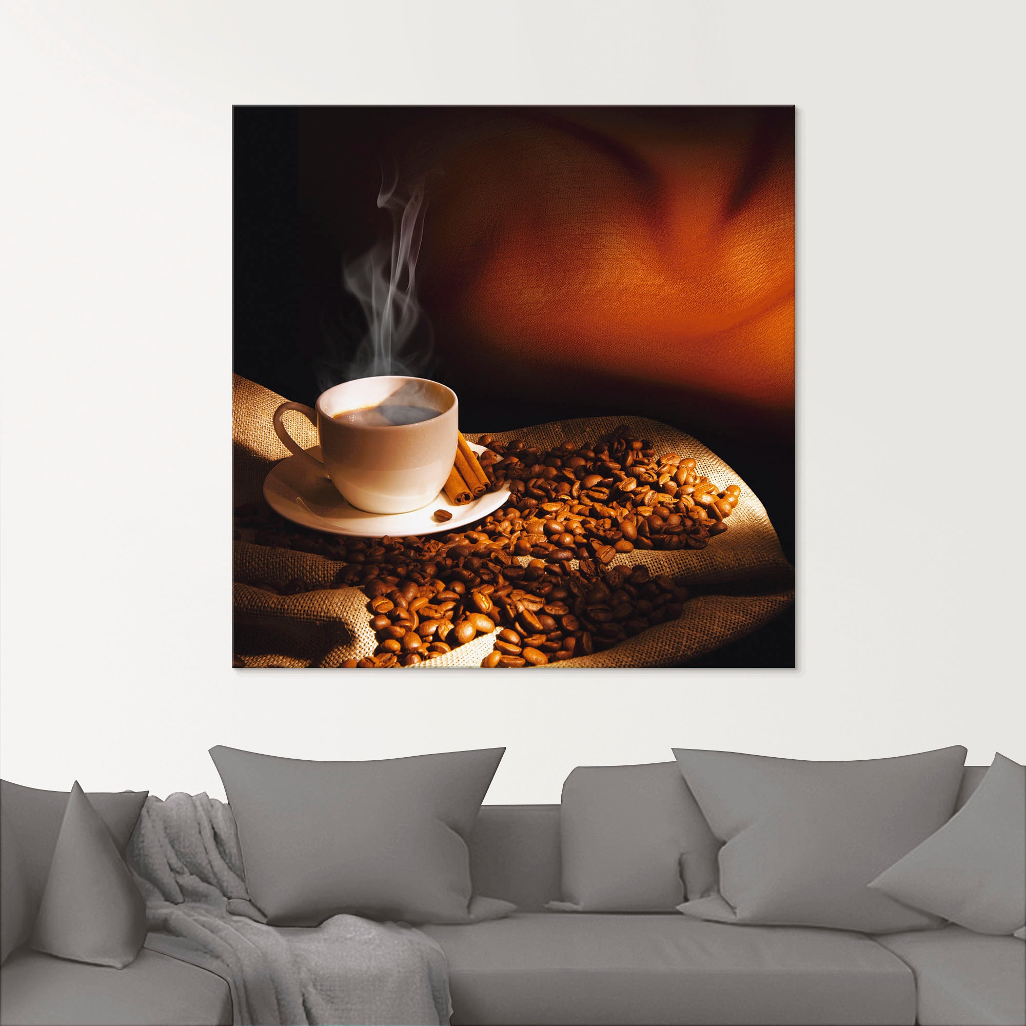 Artland Glasbild »Dampfende Tasse Kaffee«, Getränke, (1 St.), in verschiedenen Größen