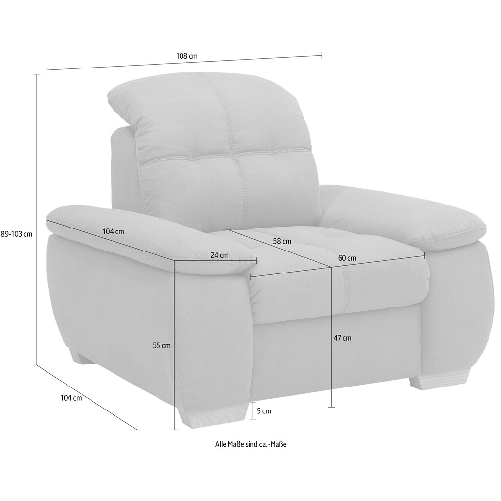 Home affaire Sessel »Lotus Home Luxus«, wahlweise mit Kopfteilverstellung und Aqua Clean-Bezug für leichte Reinigung mit Wasser, bis zu 140 kg belastbar