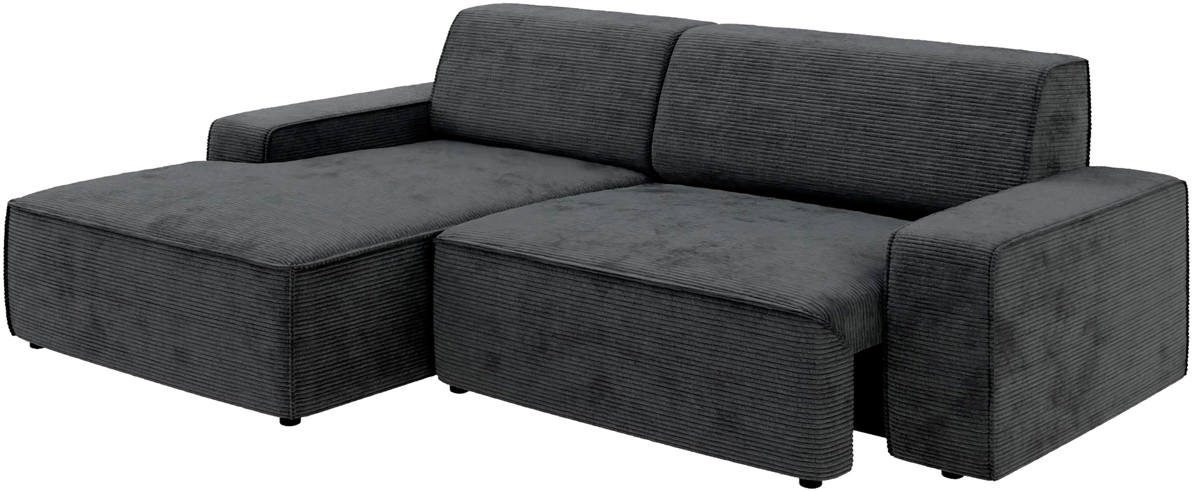 TRENDMANUFAKTUR Ecksofa »Graz, wahlweise mit Sitzvorschub und Bettkasten, L-Form, Breite 246 cm«, in Cord-, haustierfreundlichem LEO Struktur- oder LUMOS-3D-Bezug