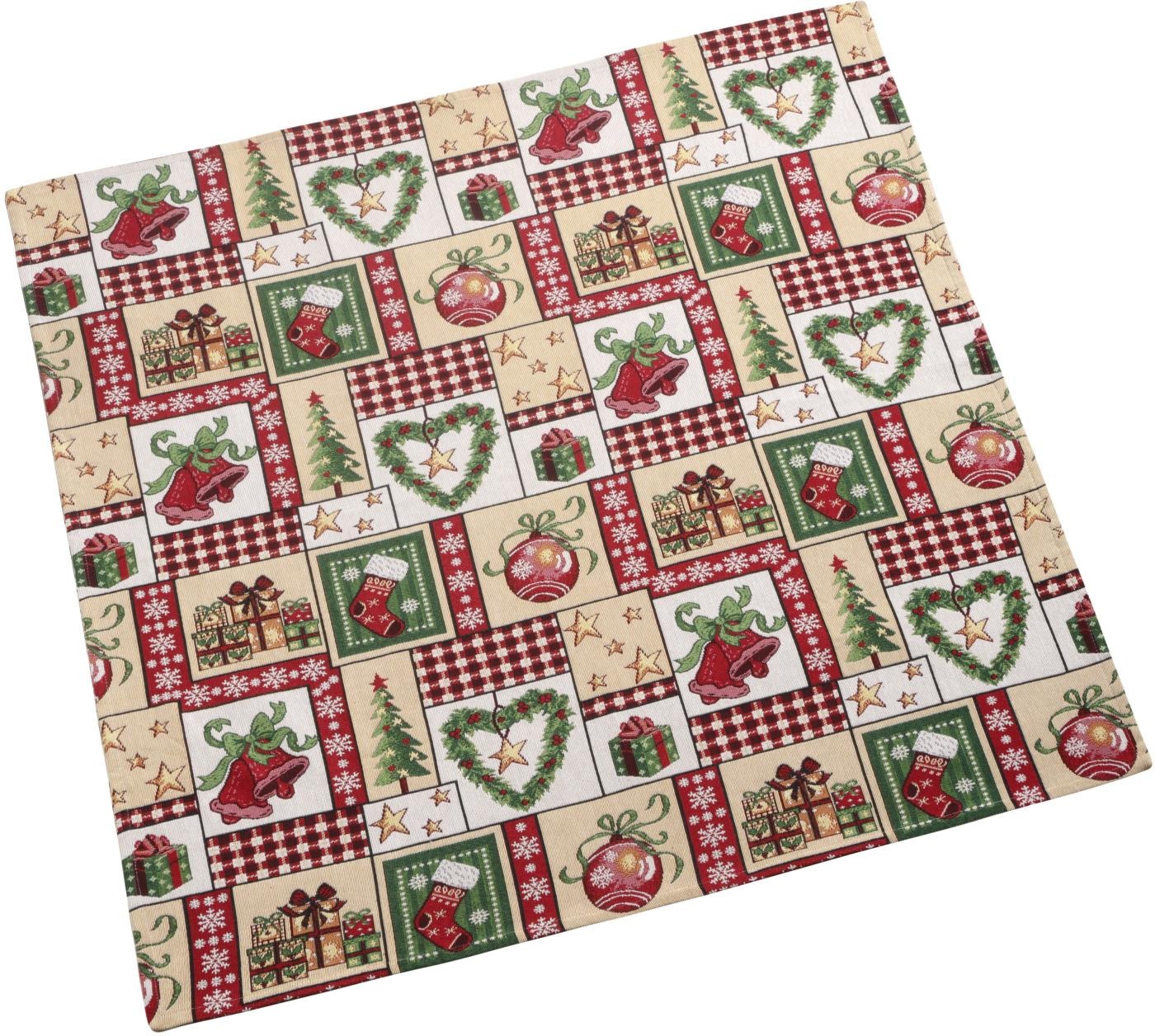 DREAMS Mitteldecke »Gobelin, Weihnachtsdeko« beige/rot/grün Obermaterial: 65% Baumwolle, 35% Polyester B/L: 100 cm x 100 cm