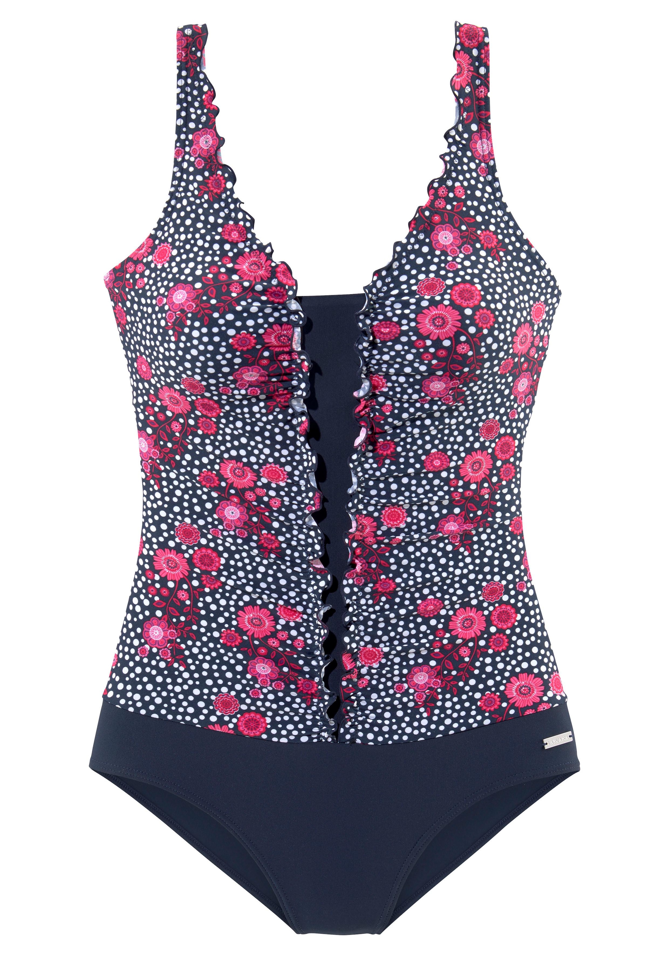 2. Bild von LASCANA Badeanzug »Flori«, mit modischer Raffung vorn, eingearbeitete Softcups, Unterbrustgummi