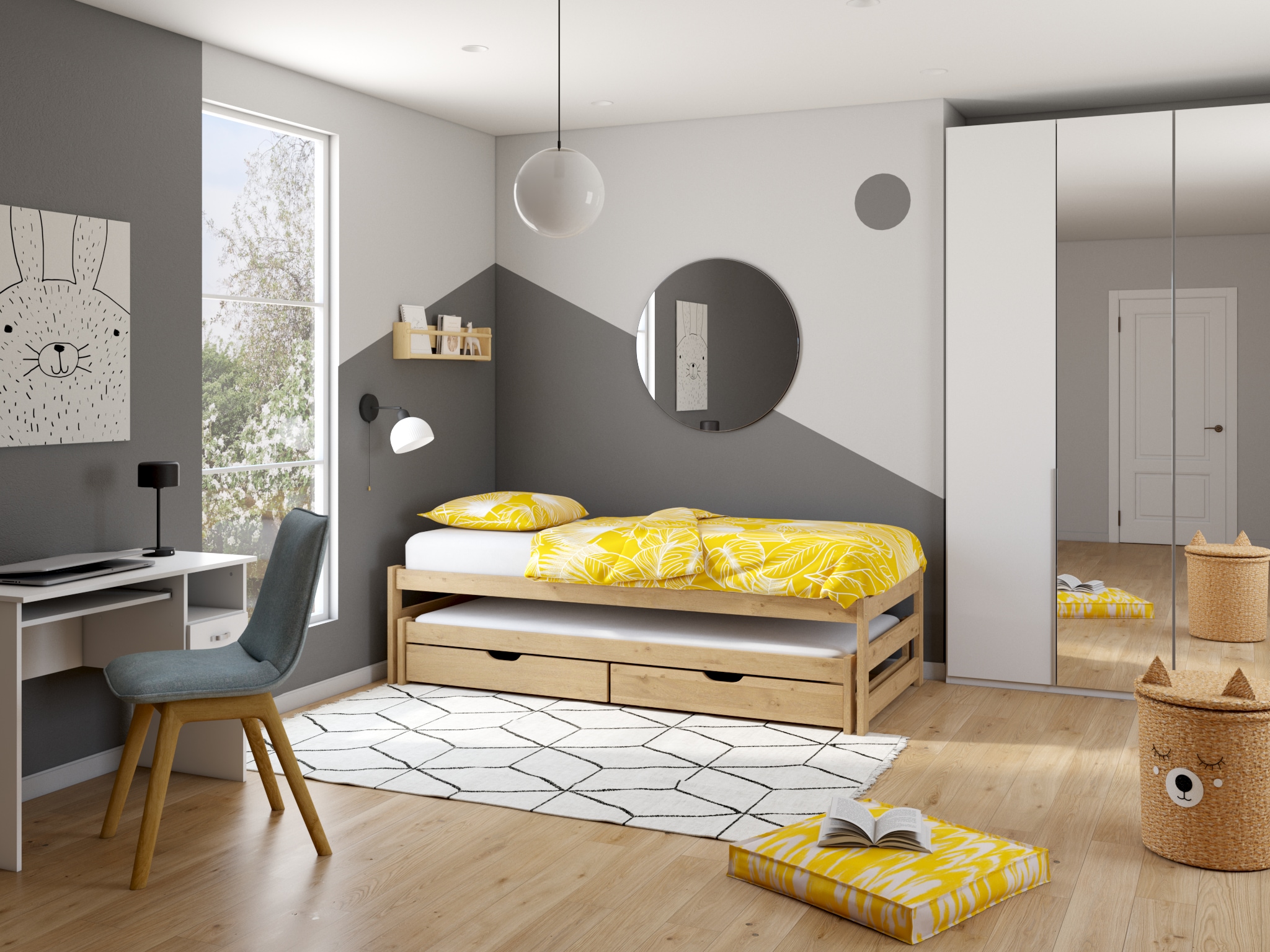 OTTO home Funktionsbett »"TORGNY " mit 2 Schubladen« mit zwei Schlafplätzen