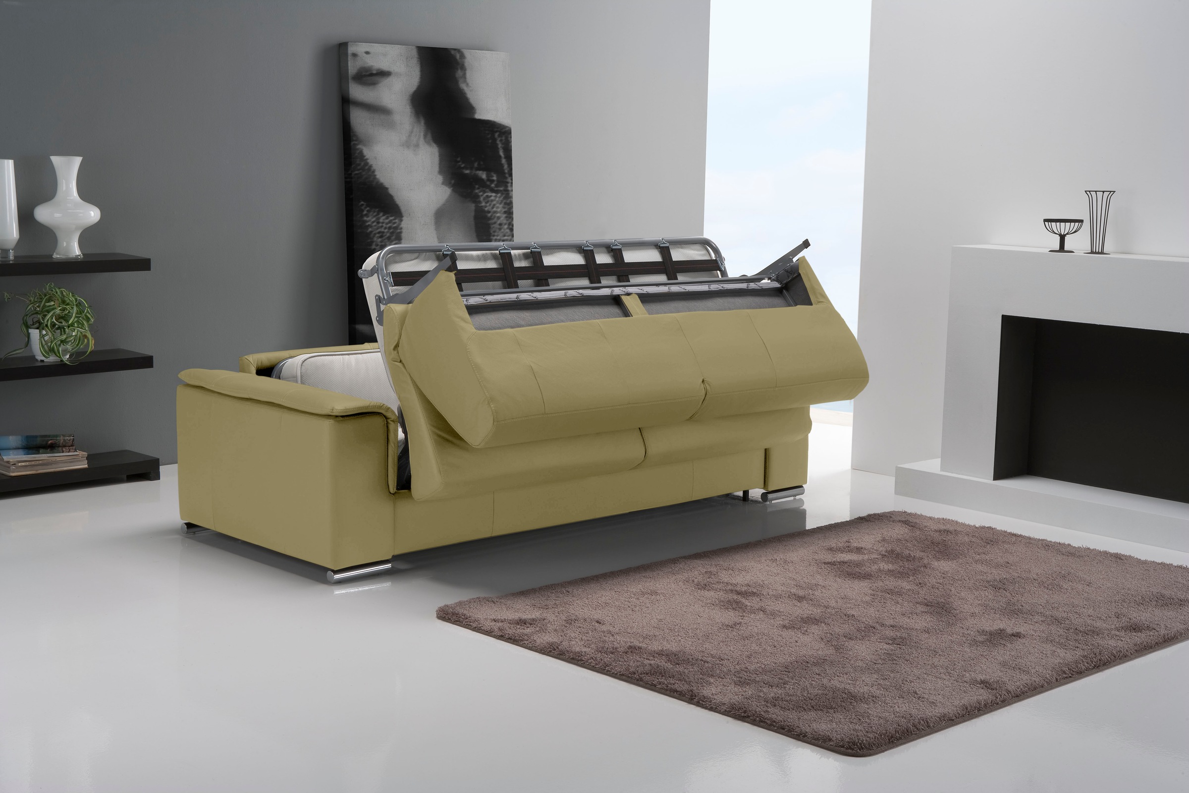 Egoitaliano Schlafsofa »Cecilia, modern & elegant, erstklassiger Sitzkomfort, Dauerschläfer«, inkl. Matratze und hochwertigem Metallbettrahmen, toller Schlafkomfort