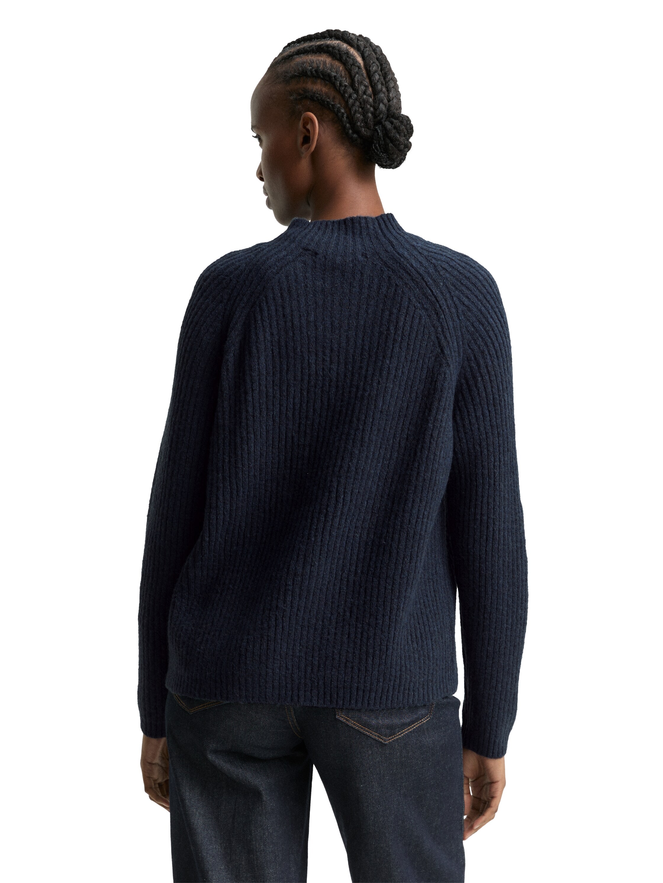 TOM TAILOR Denim Strickpullover mit Stehkragen