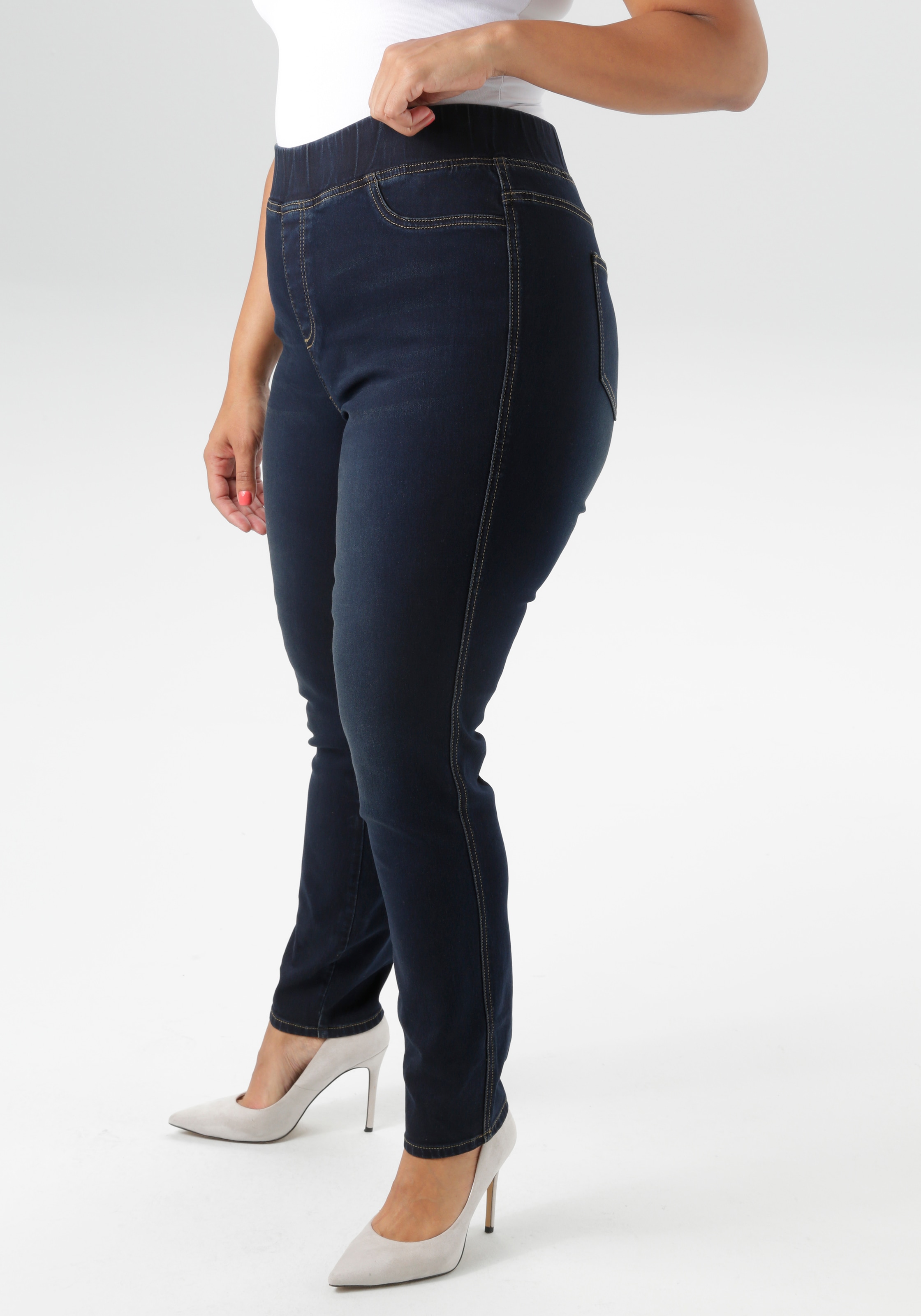 Aniston PLUS Jeansleggings, mit elastischem Bund - NEUE KOLLEKTION