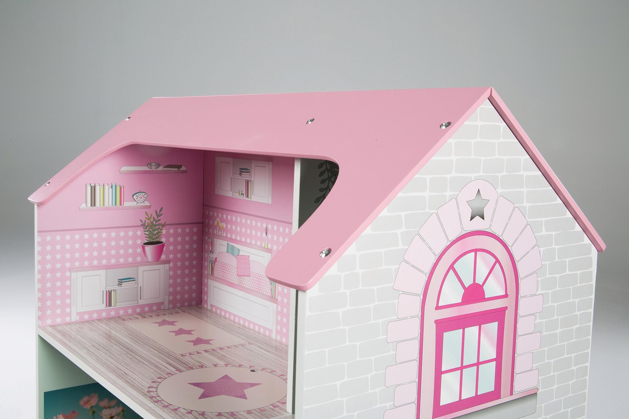 roba® Spielküche »2-in-1, rosa«, mit mehrstöckigem Puppenhaus