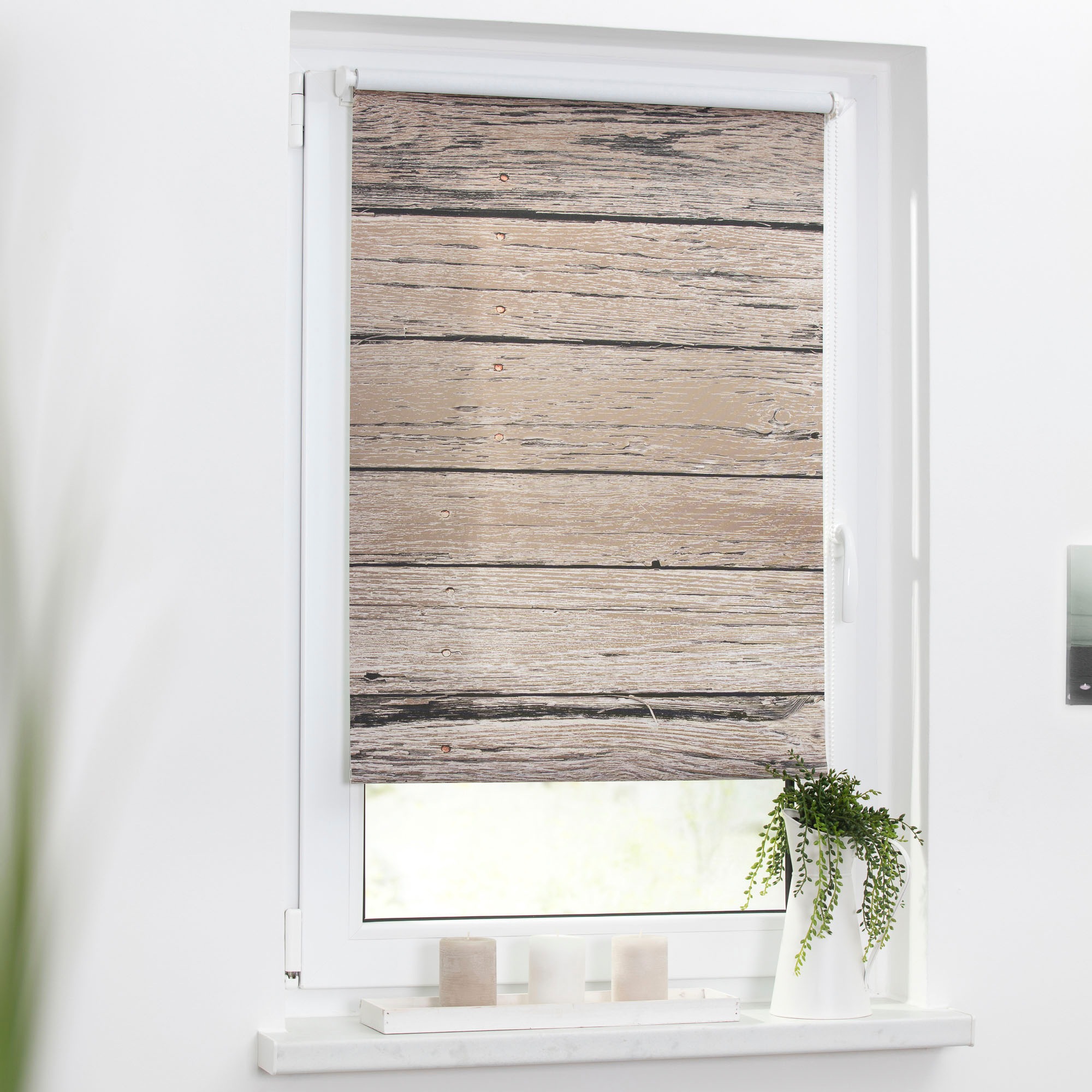 LICHTBLICK ORIGINAL Seitenzugrollo »Klemmfix Motiv Bretter Vintage« Lichtsc günstig online kaufen