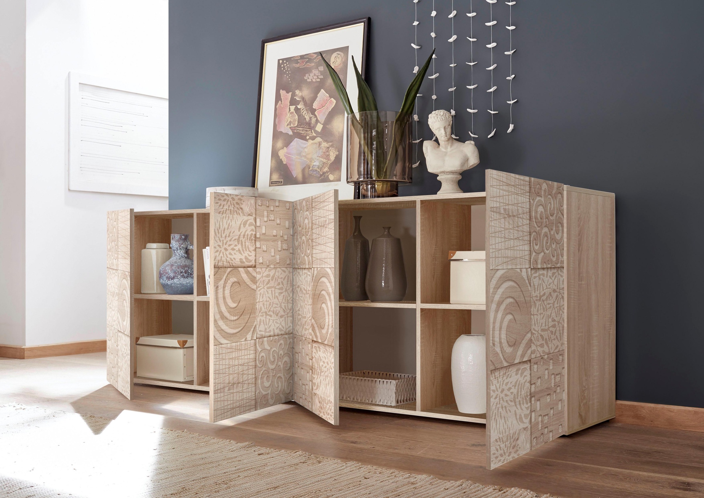 INOSIGN Sideboard »Miro«, Breite 241 cm mit dekorativem Siebdruck