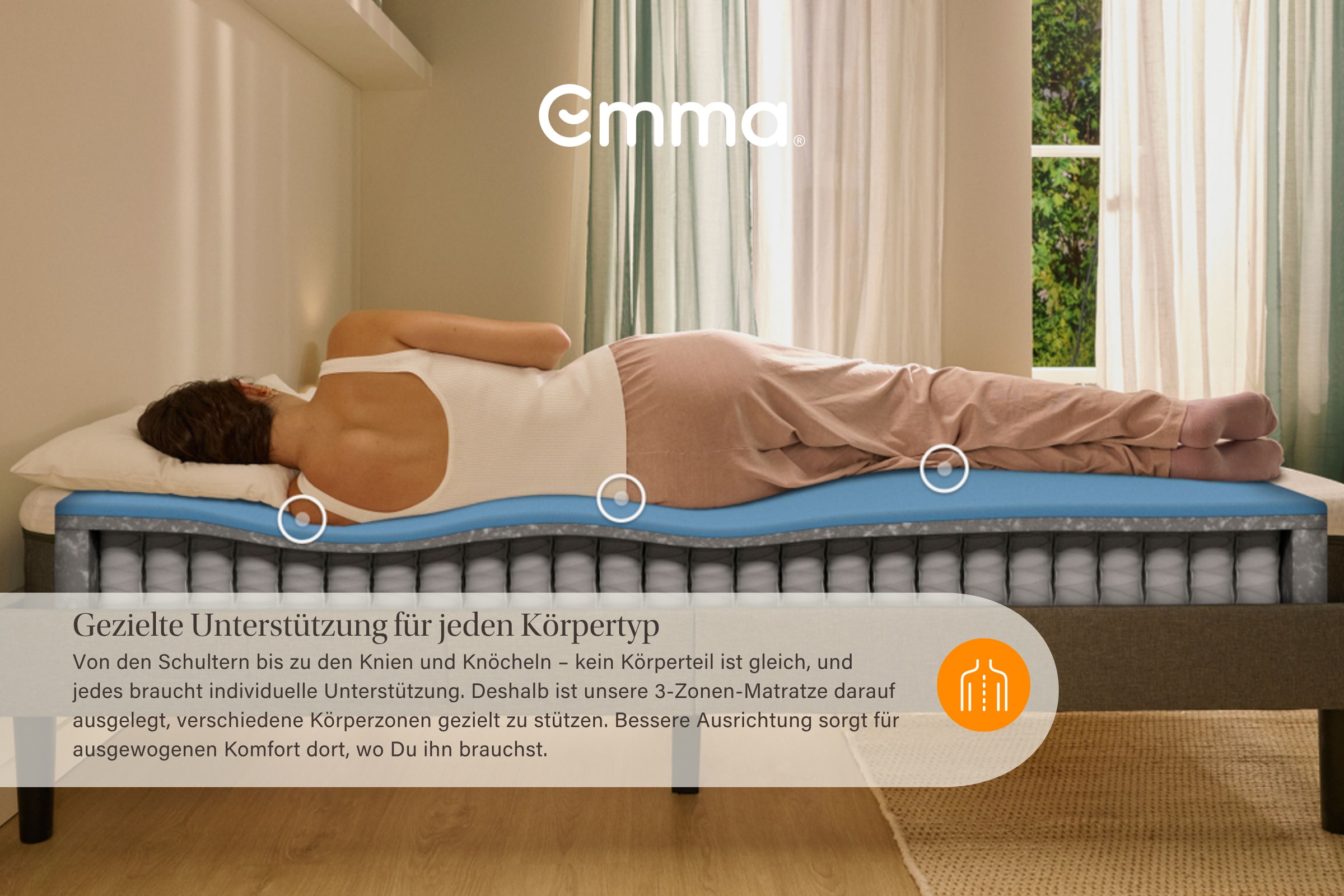 Emma Hybridmatratze »Emma Original Lite Matratze« 22 cm hoch 1 Stk. tlg. 3-Zonen-Federn, Airgocell®-Schaum, atmungsaktiv, waschbar, 22 cm.