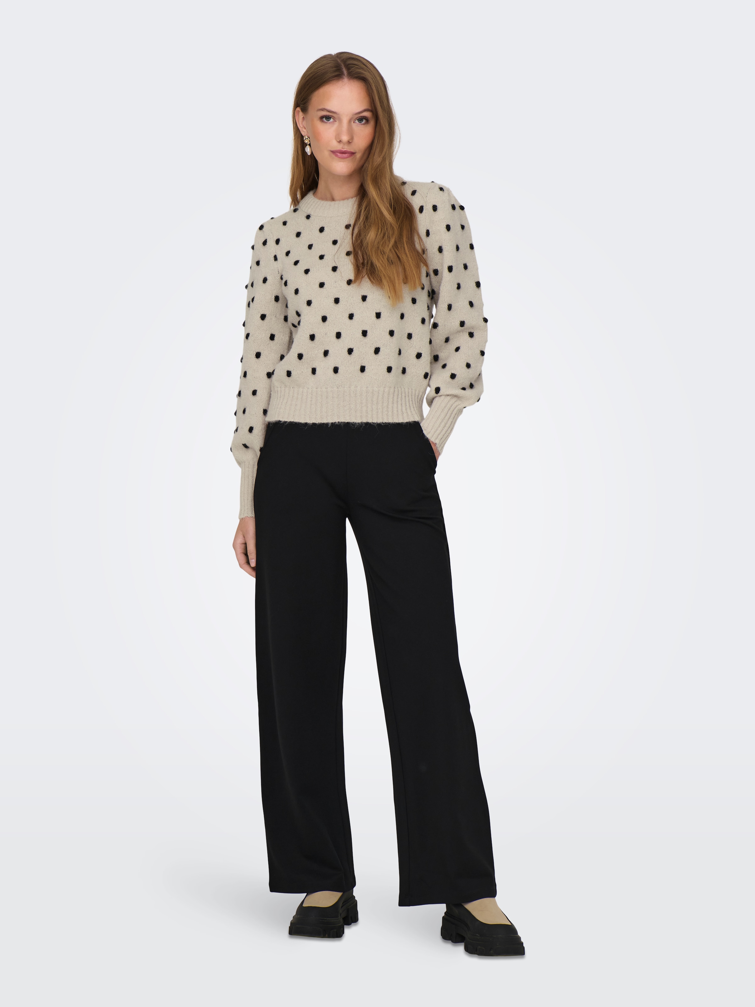JDY Rundhalspullover »JDYSIGRID LIFE L/S ON PUFF PULL KNT NOOS«, in gepunkteter Optik