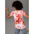 Aniston CASUAL T-Shirt, mit farbharmonischem, großflächigem Blütendruck