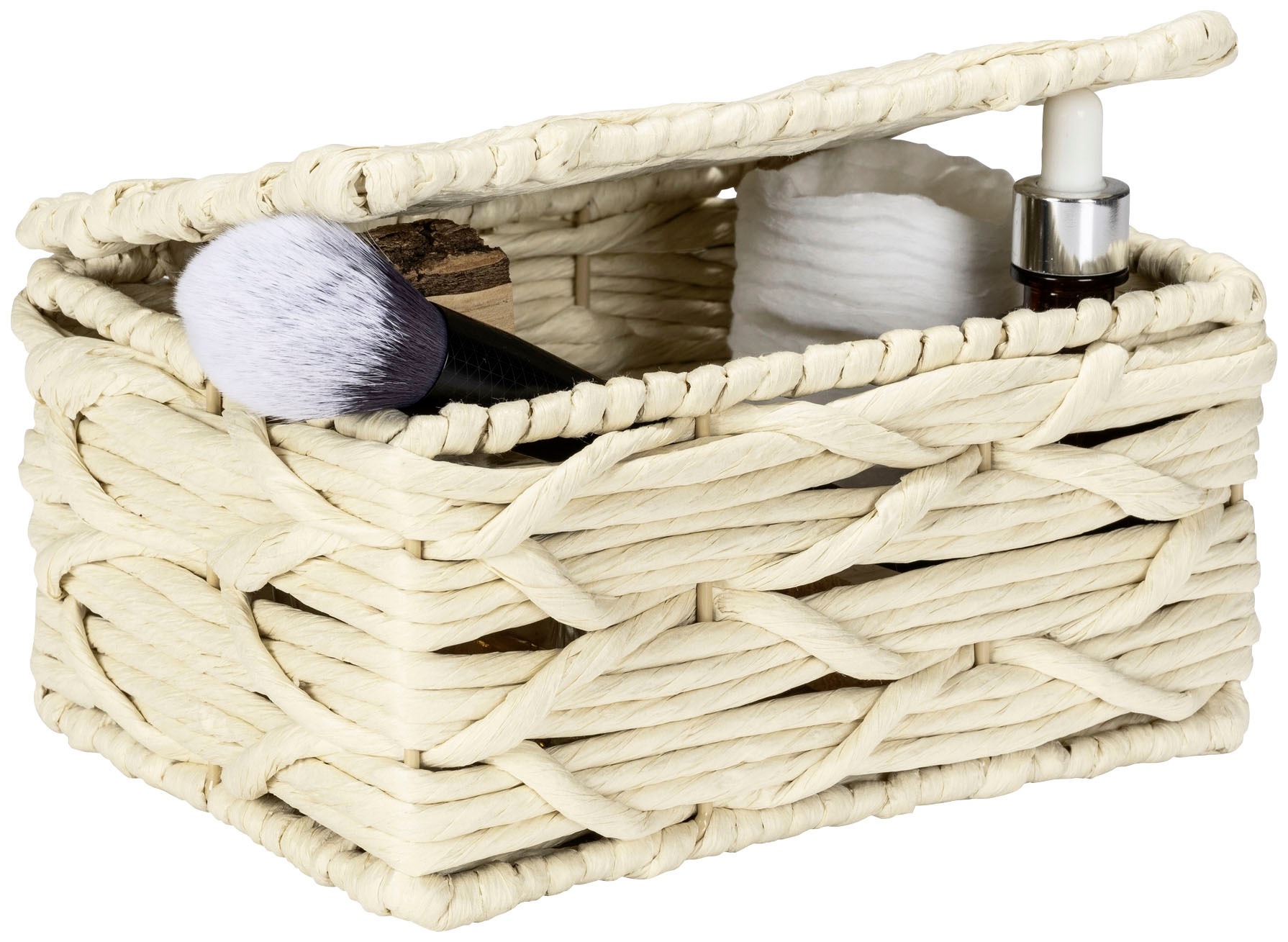 WENKO Badorganizer »Vabriano«, (Set, 2 St.), mit Deckel, aus hochwertigem Papier-Geflecht