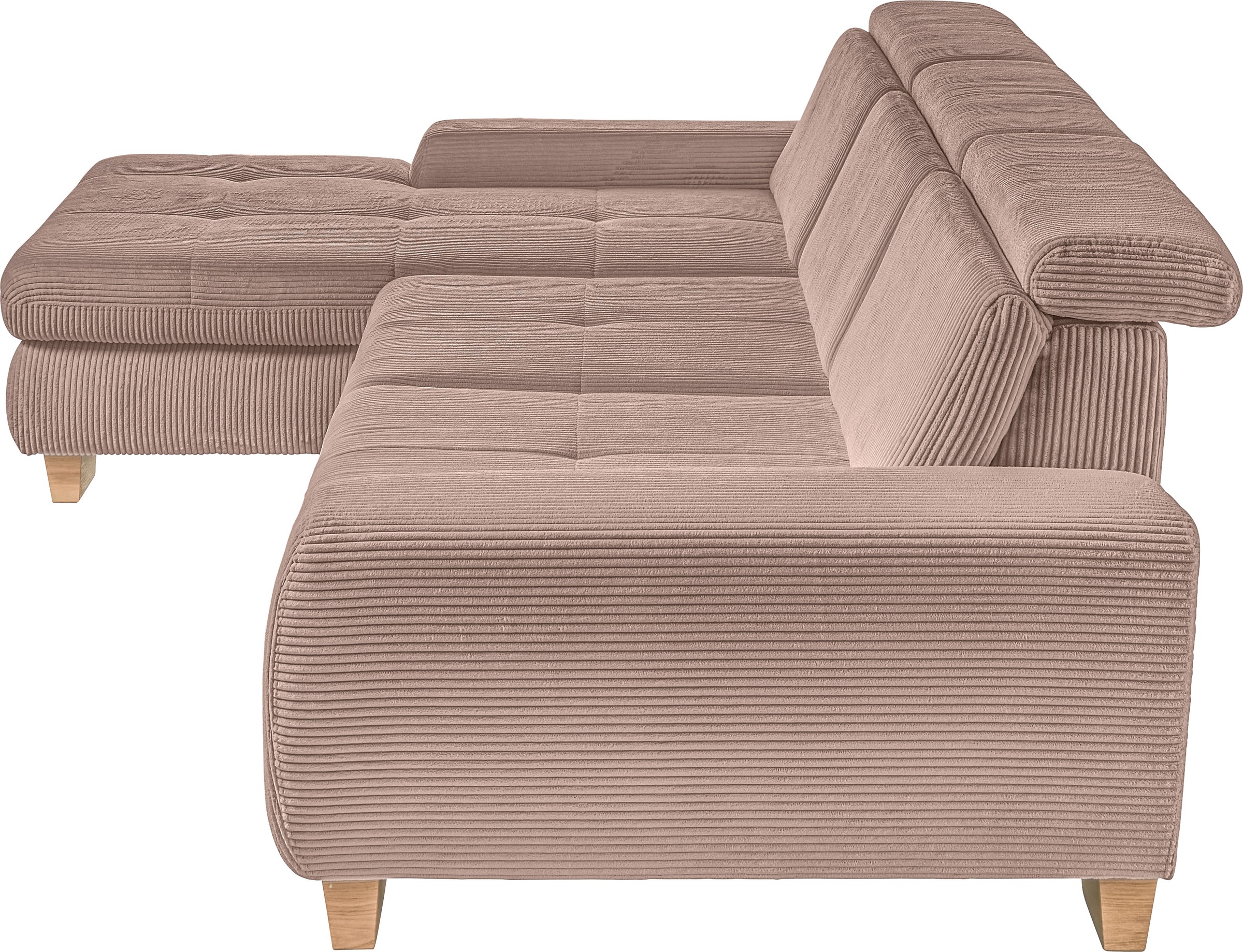 set one by Musterring Ecksofa »SO 3400, Cord, Sitzhöhe 47cm oder 49cm, inkl. Sitztiefenverstellung«, mit Canape und verschiedenen Funktionen, Kaltschaum, B307 x T195 cm